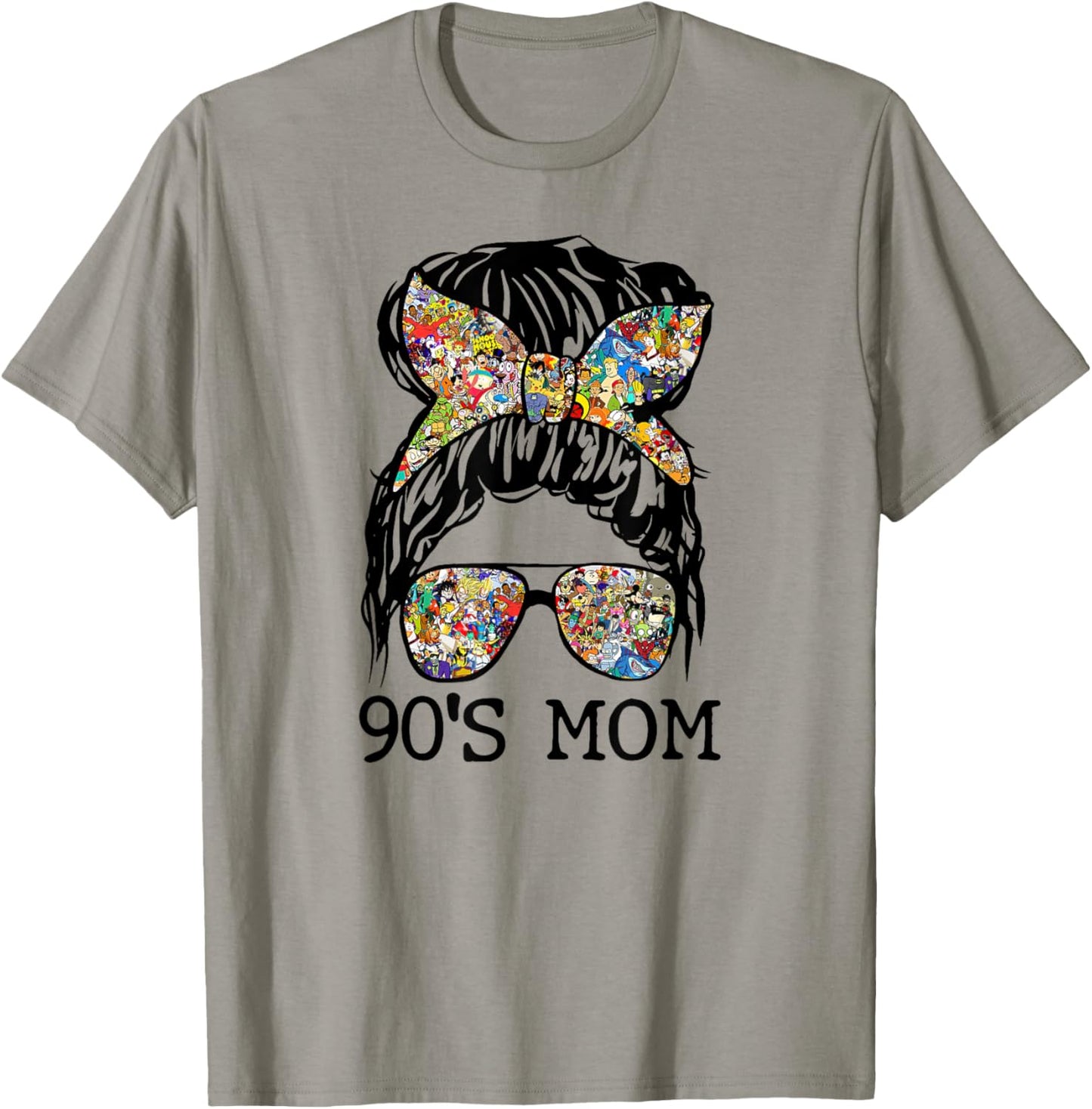 90's Mom Mama Momlife Mother's Day Present Mommy Messy Bun T-Shirt - T-Shirt | Sand