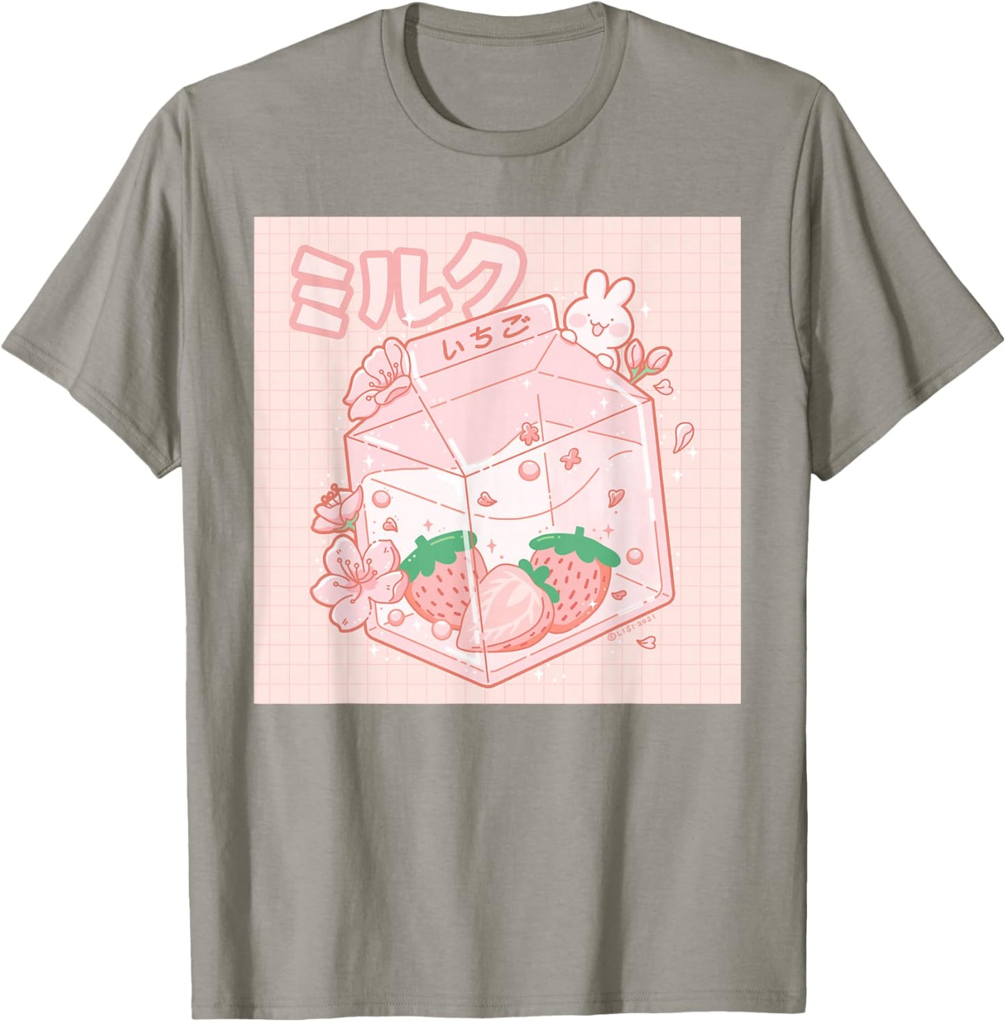 Strawberry Milk Japanese Kawaii Anime Aesthetic Pink T-Shirt - T-Shirt | Sand