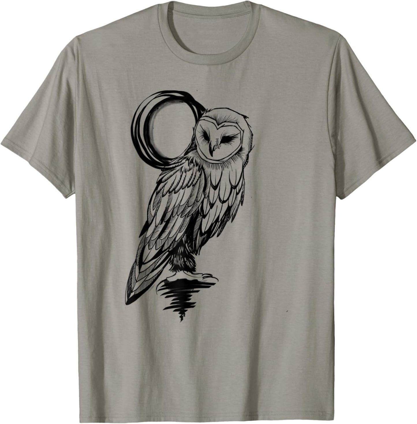 Owl motif shirt, owl black and white print, Barn Owl T-Shirt - T-Shirt | Sand