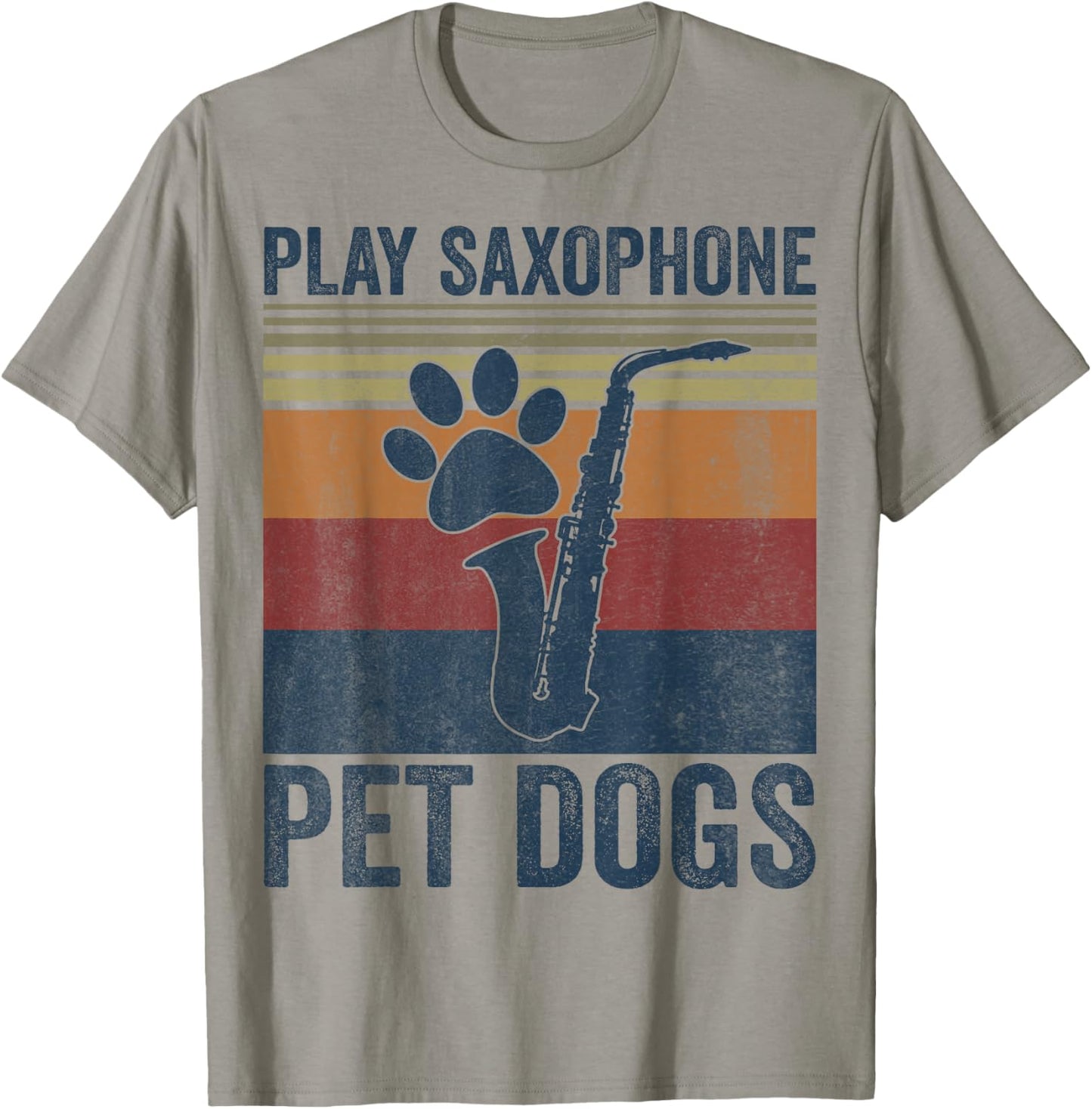 Funny Dog Lover and Saxophone Player Pet Dogs Play Saxophone T-Shirt - T-Shirt | Sand