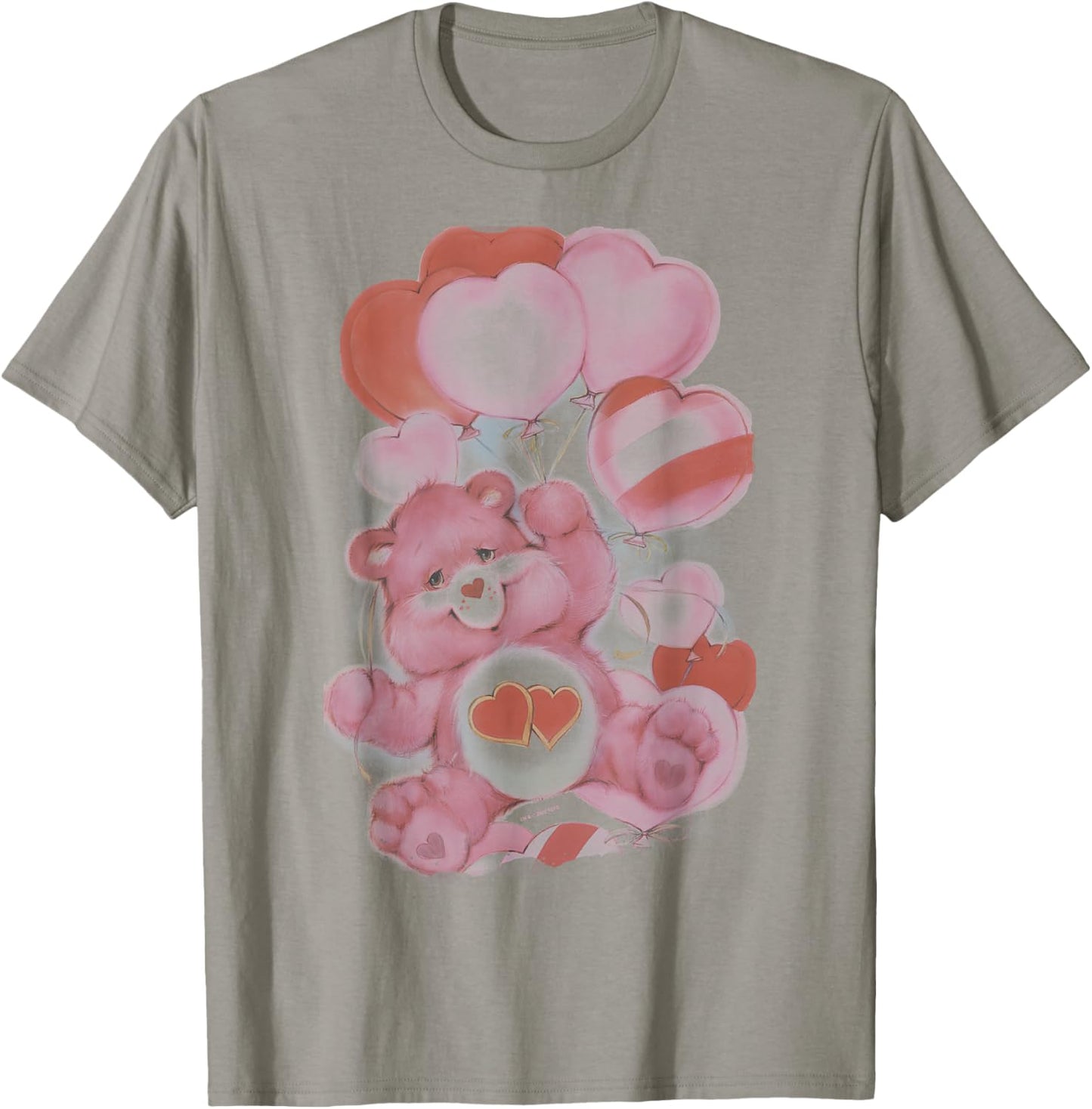 Care Bears Valentine's Day Love-a-Lot Bear Watercolor Hearts T-Shirt - T-Shirt | Sand