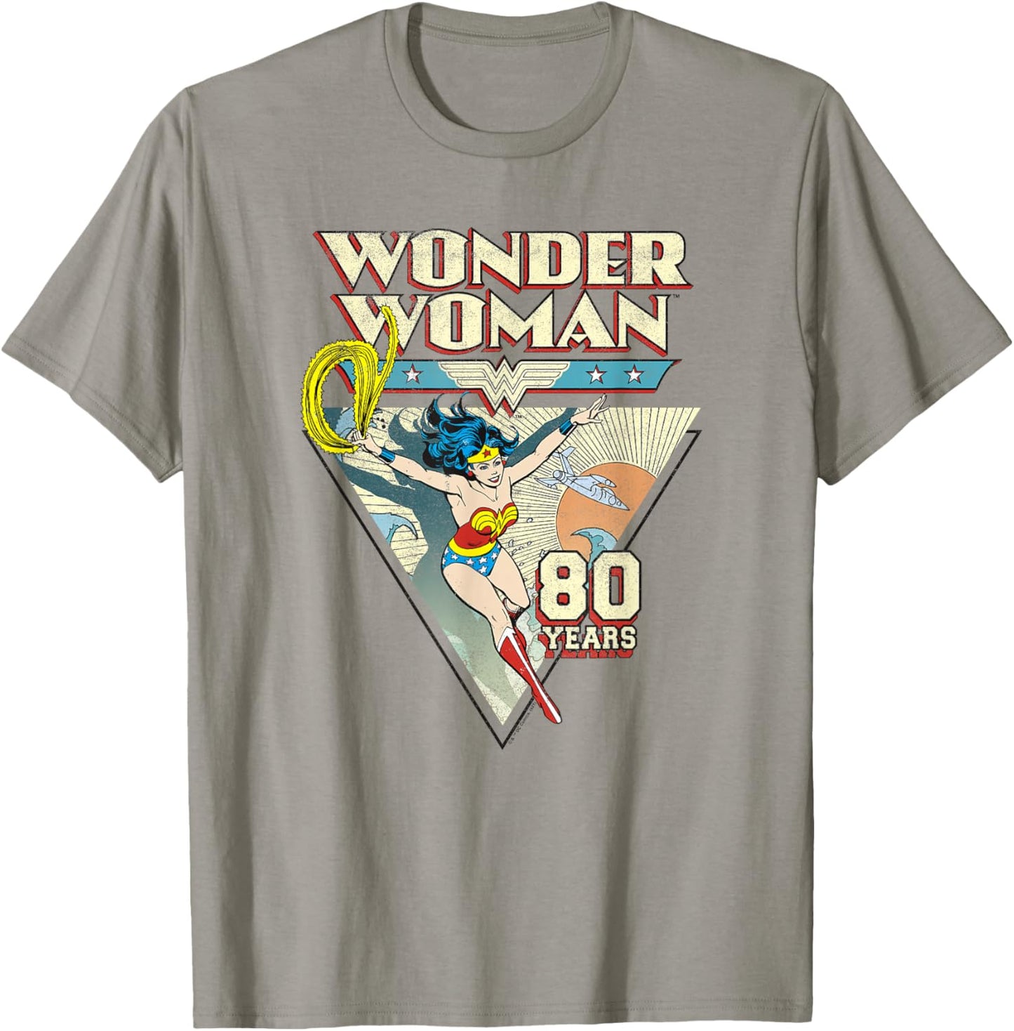 DC Comics Wonder Woman 80th Vintage Comic Triangle T-Shirt - T-Shirt | Sand