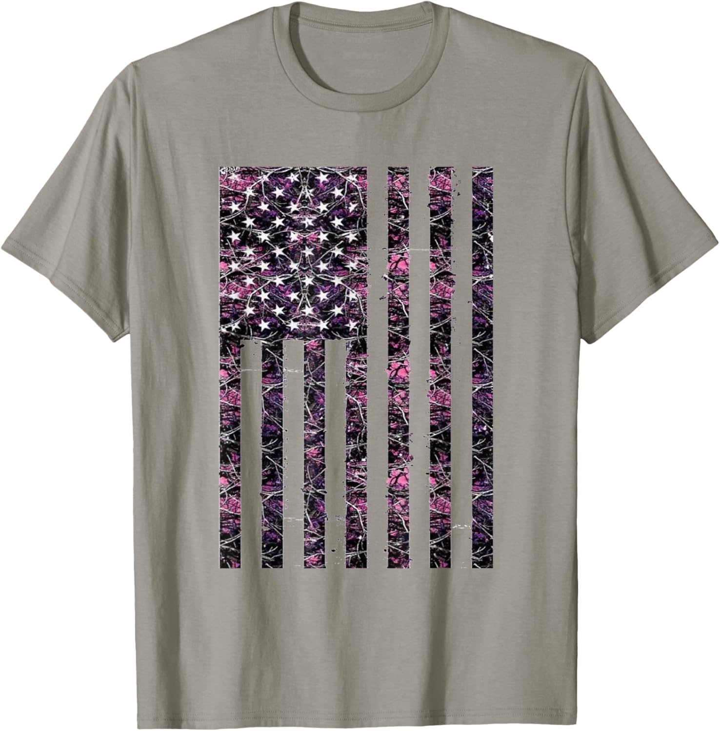 Pink Deer Hunting Camo Camouflage American USA US Flag Buck T-Shirt - T-Shirt | Sand