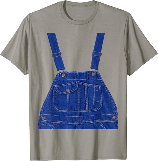 Party Costume - Blue Color Overall Printed On A Yellow Color T-Shirt - T-Shirt | Sand