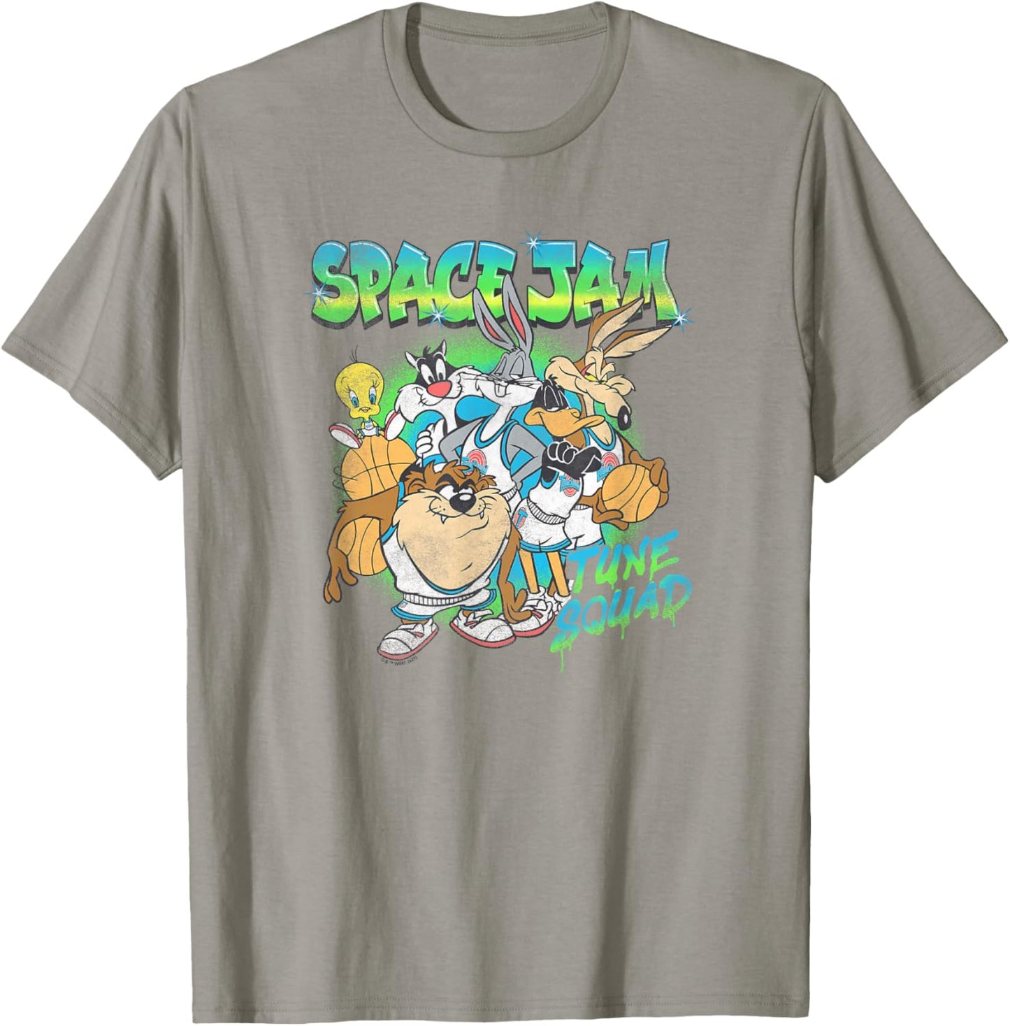 Space Jam Classic Tune Squad Airbrush Group Poster T-Shirt - T-Shirt | Sand