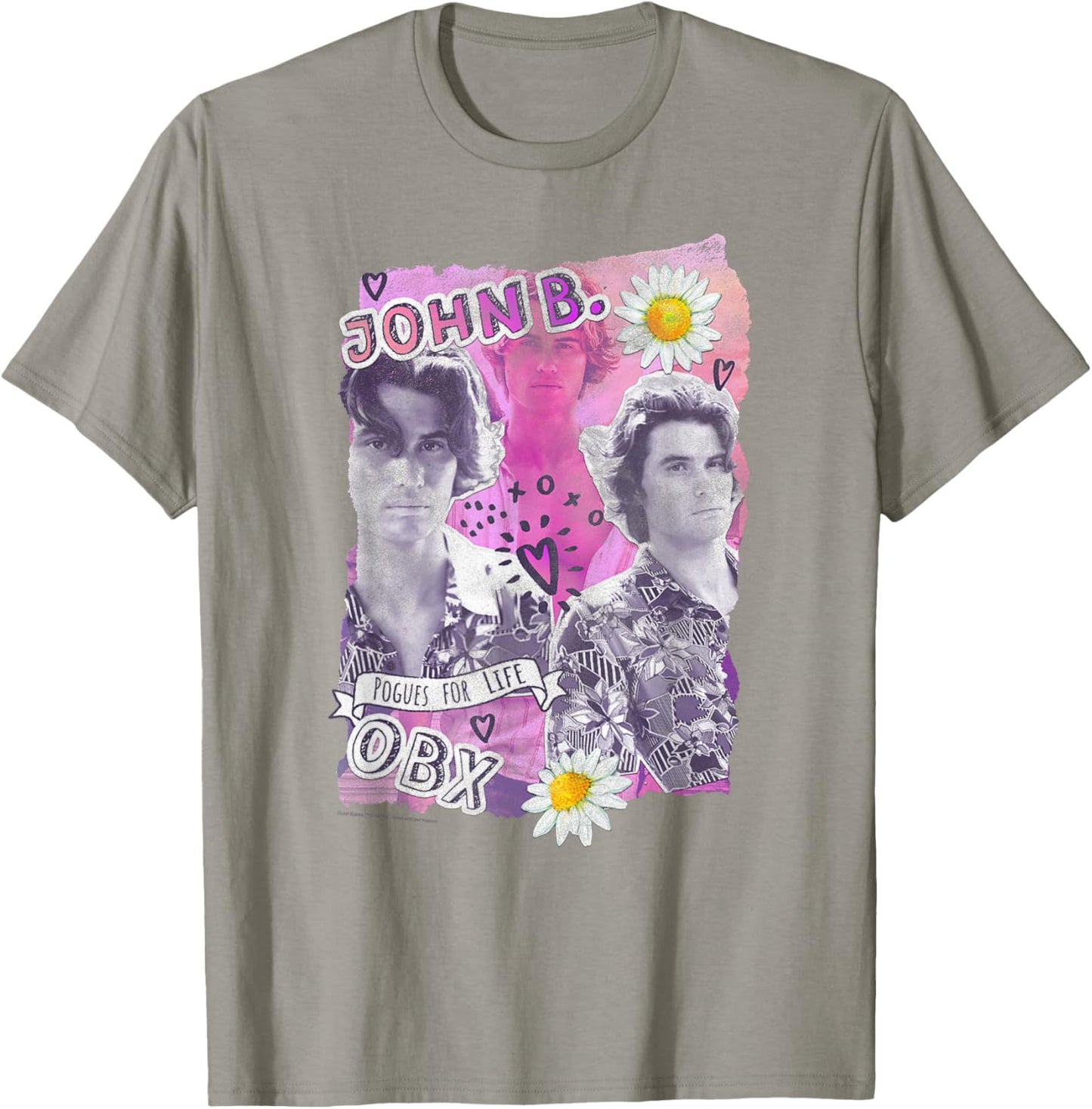 Outer Banks Valentine's Day John B. Hearts & Daisy Collage T-Shirt - T-Shirt | Sand