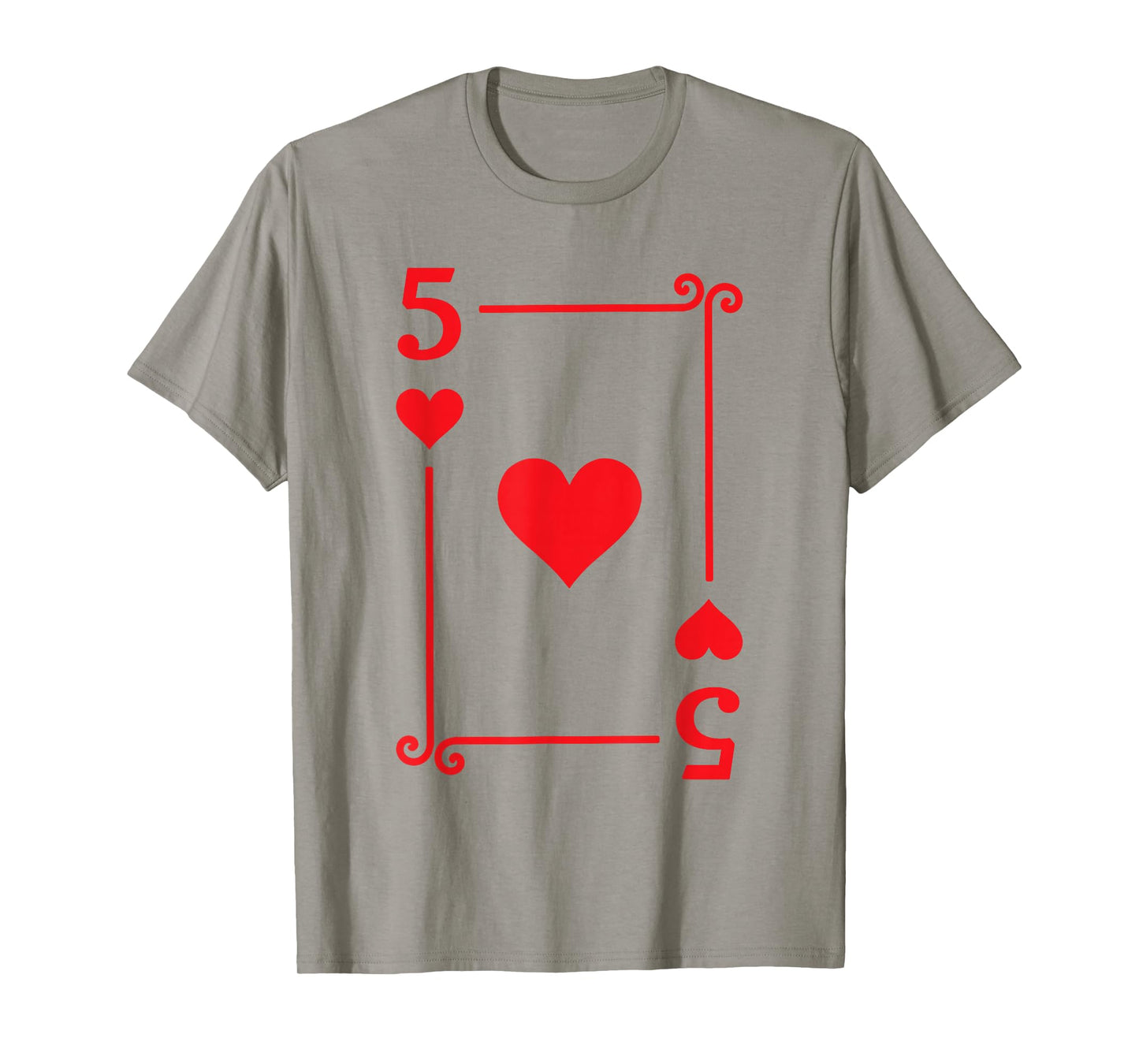 Playing Card Costume Tees - 5 Hearts Card - Five Card T-Shirt