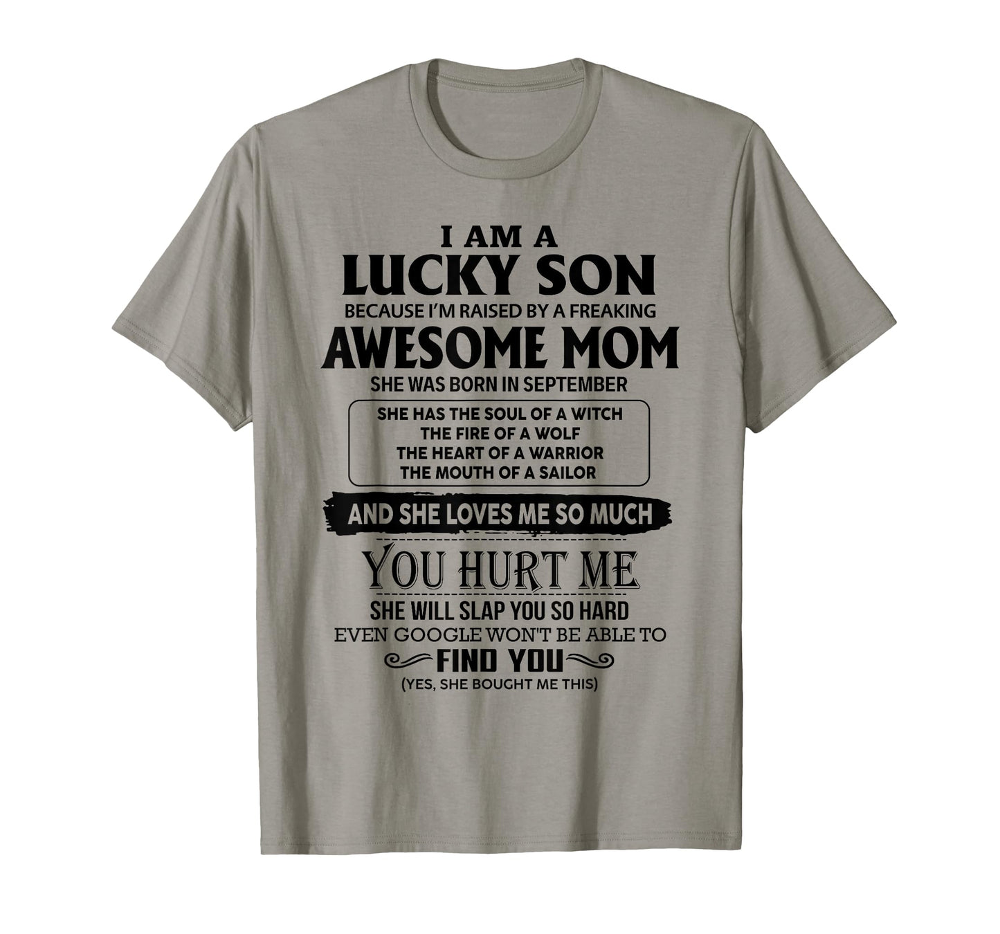 I'm A Lucky Son Of Awesome Mom She Was Born In September T-Shirt