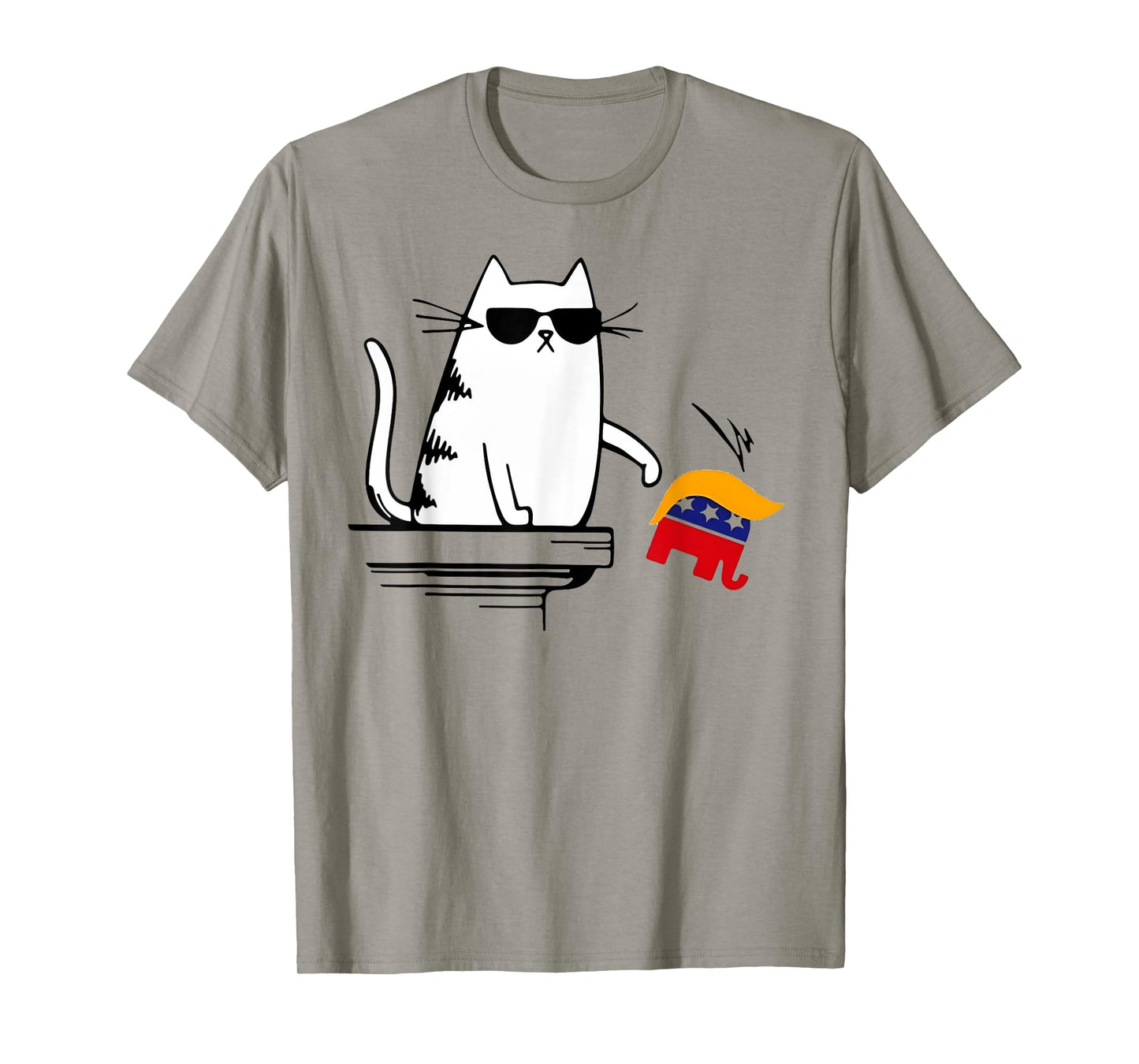 Cool Cat Harris Walz Knock Over Trump Elephant Hair Yard Men Women T-Shirt