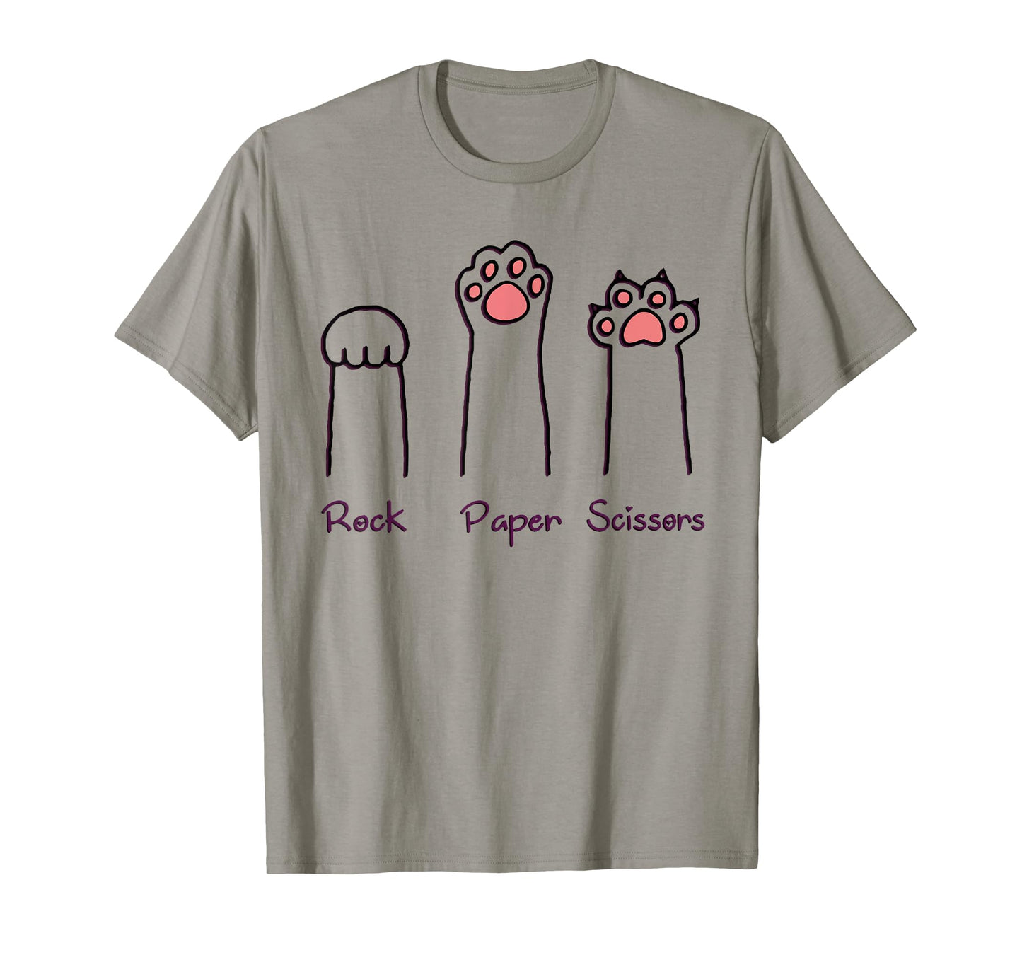 Rock Paper Scissors Hand Game Cute Paw Funny Cat T-Shirt for Men Women