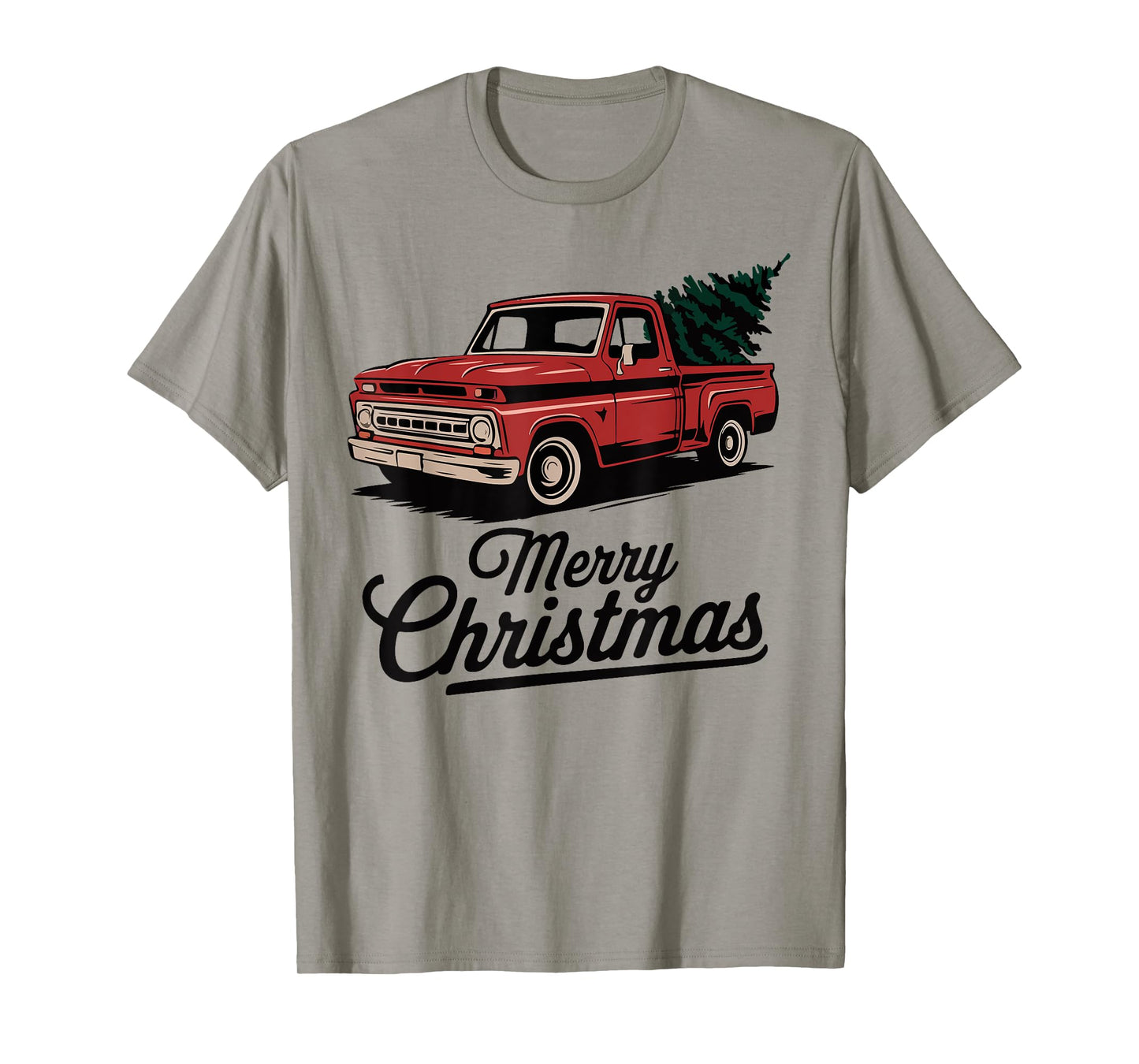 Red Pickup Truck Christmas Tree Vintage Christmas Men Women T-Shirt