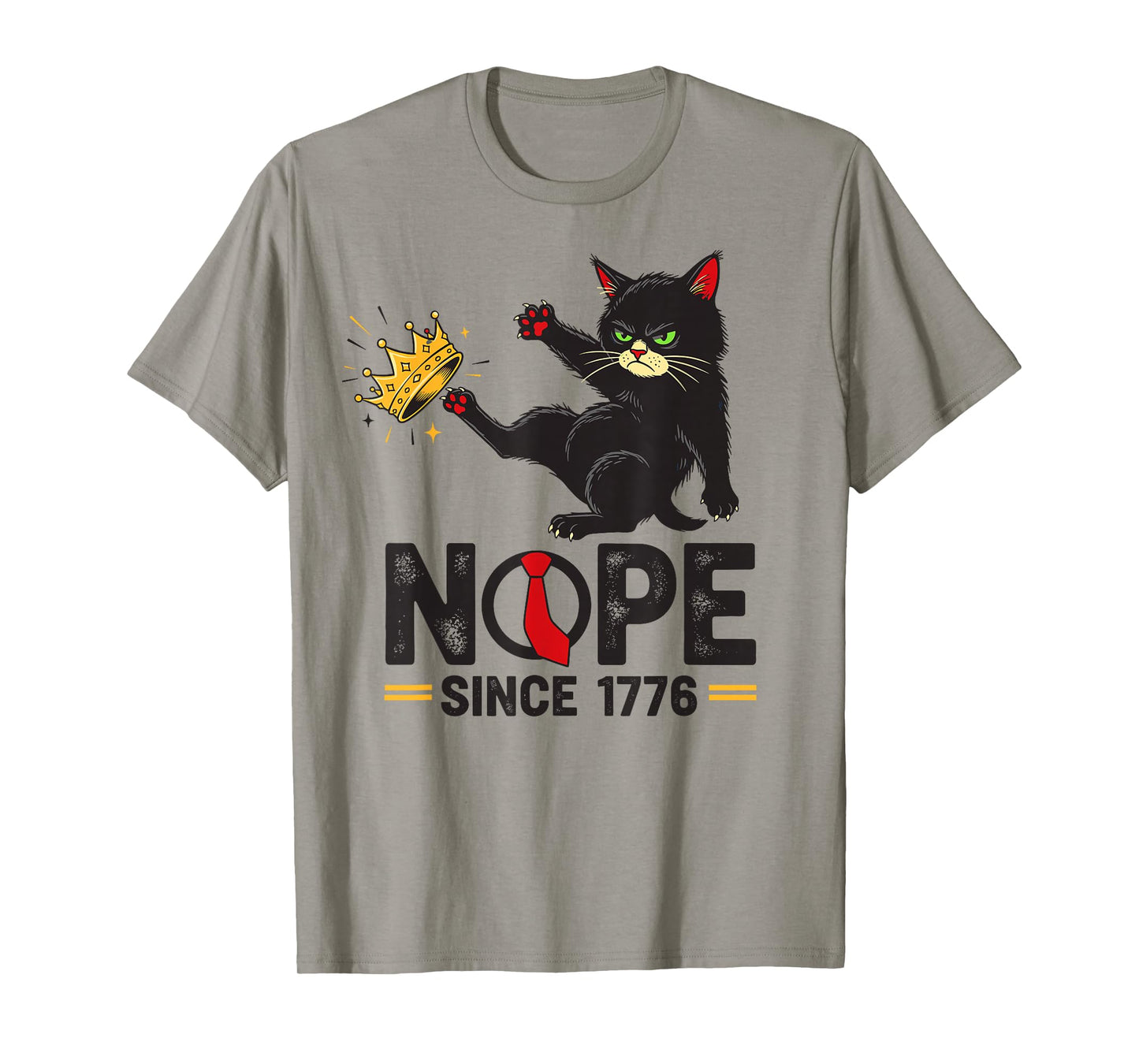 Nope No Kings in America Since 1776 Funny Black Cat T-Shirt