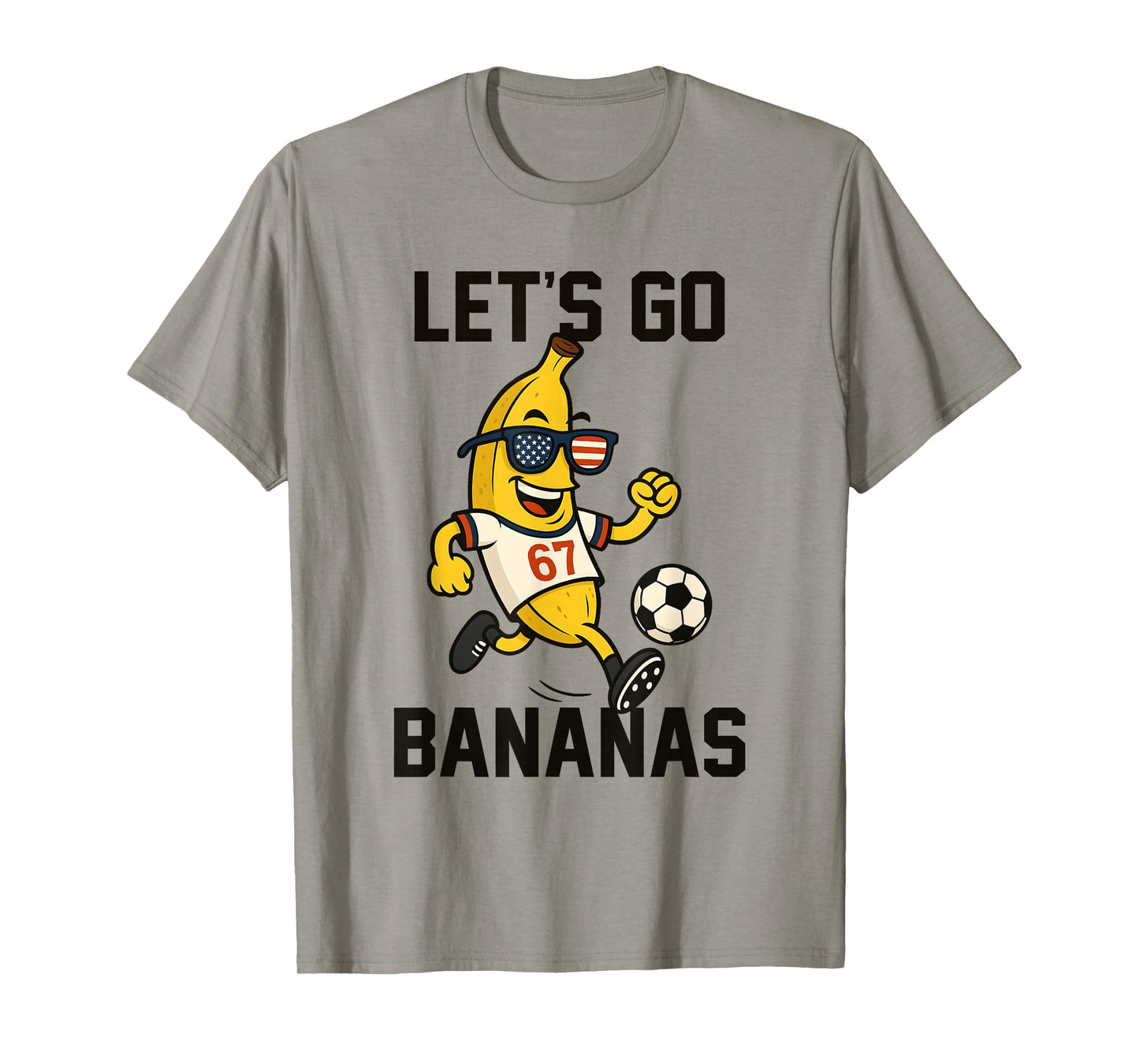 Banana Number 67 Soccer Player Kicking Ball USA Flag Glasses T-Shirt