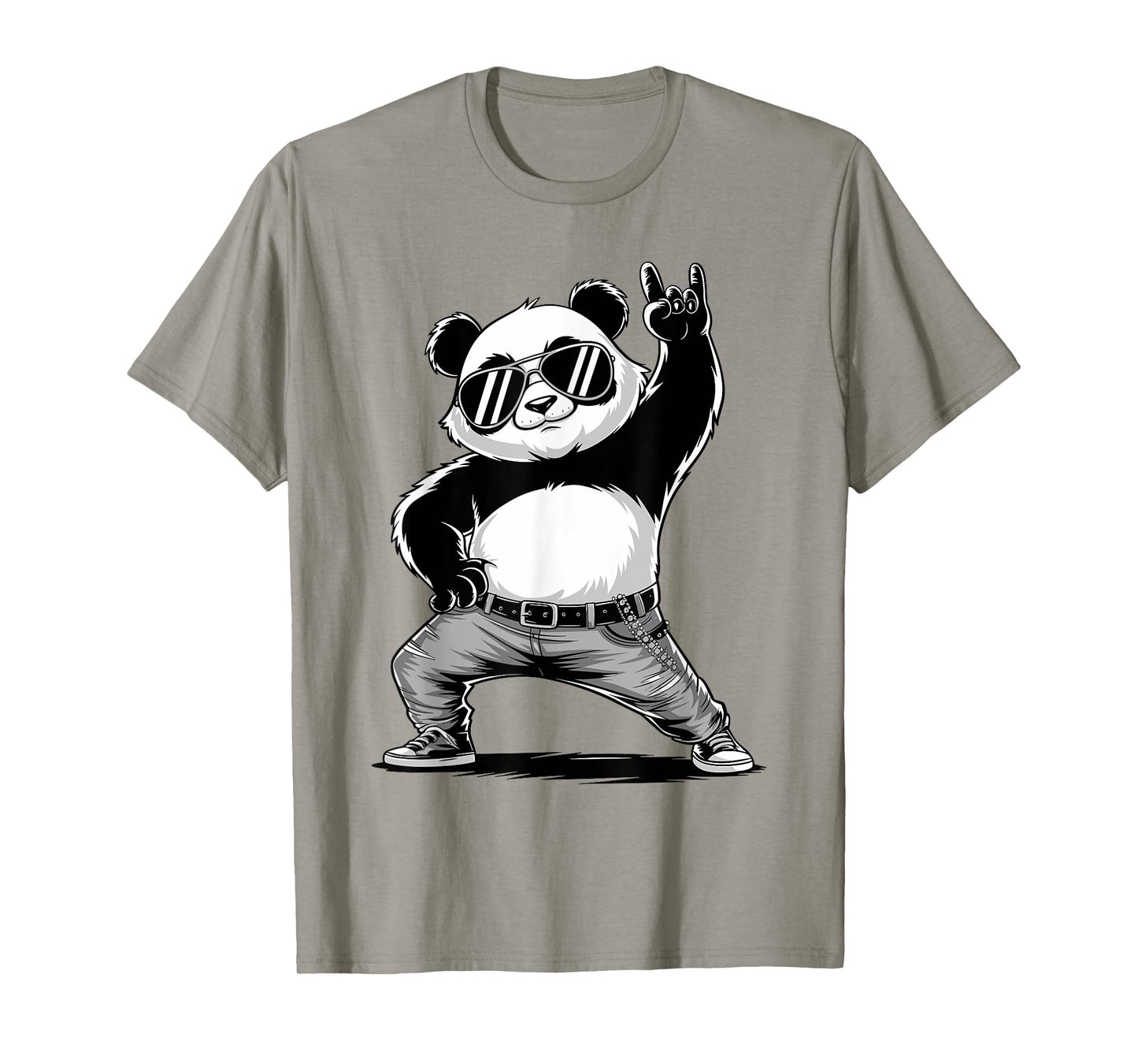 Retro Panda Rock Music Men Kids Women Panda Lover Costume T-Shirt