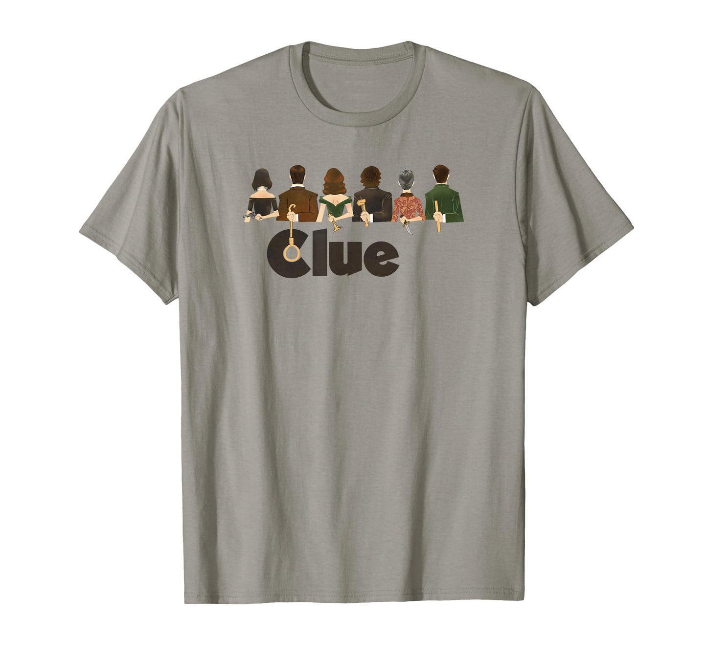 Clue Characters Hiding Their Weapons On Their Backs Lineup T-Shirt