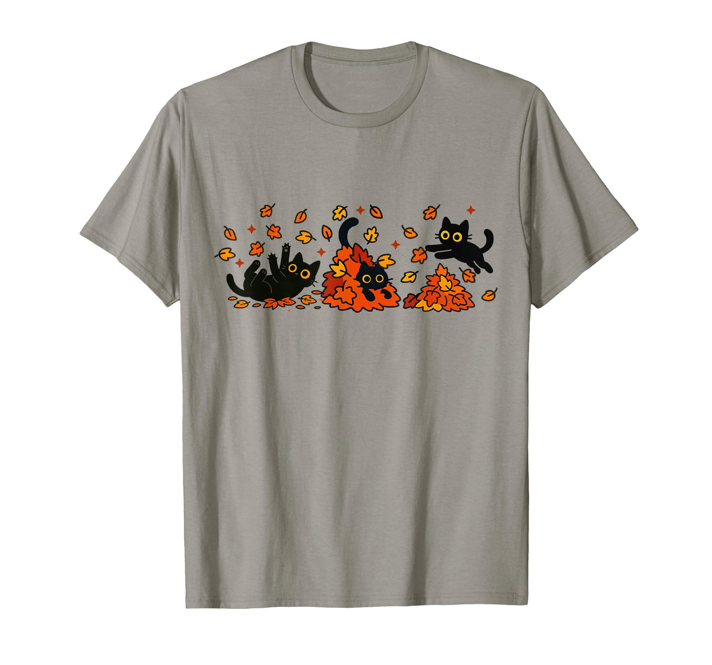 Retro Black Cats Fall Autumn Vibe Leaves Falling T-Shirt
