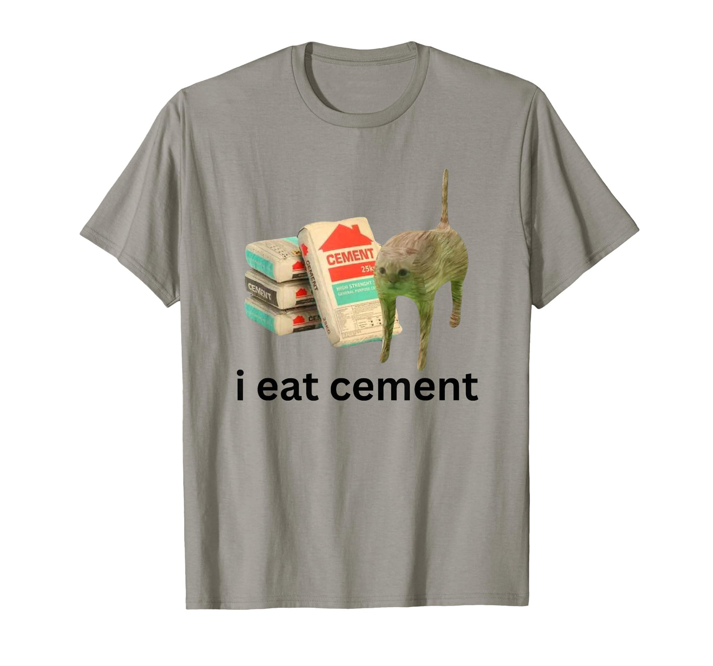 I Eat Cement Funny Cursed Cat Unhinged Meme T-Shirt