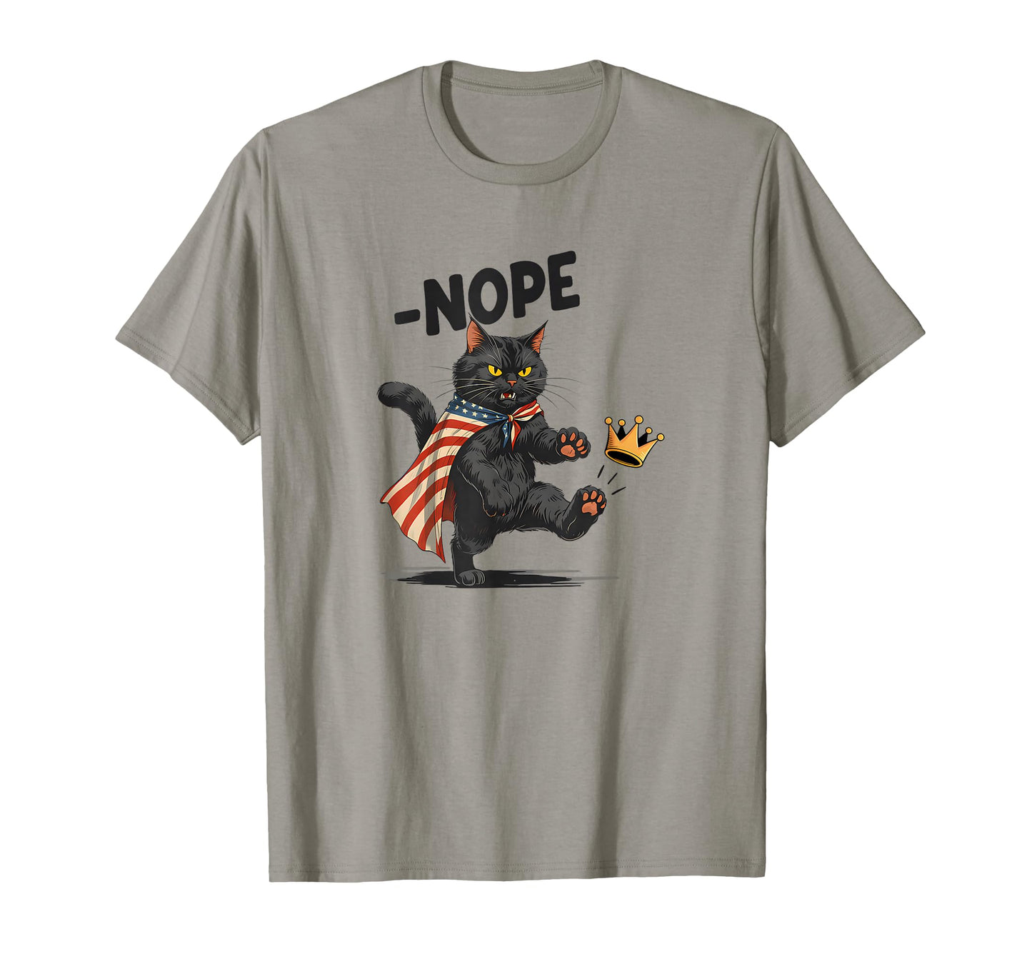 Nope No Kings in America Retro Political Cat Flag Women Men T-Shirt