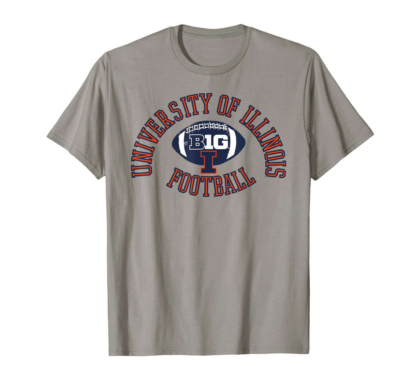 Elite Authentics Unisex-Adults & Kids Grey Illinois Fighting Illini Big 10 Football T-Shirt