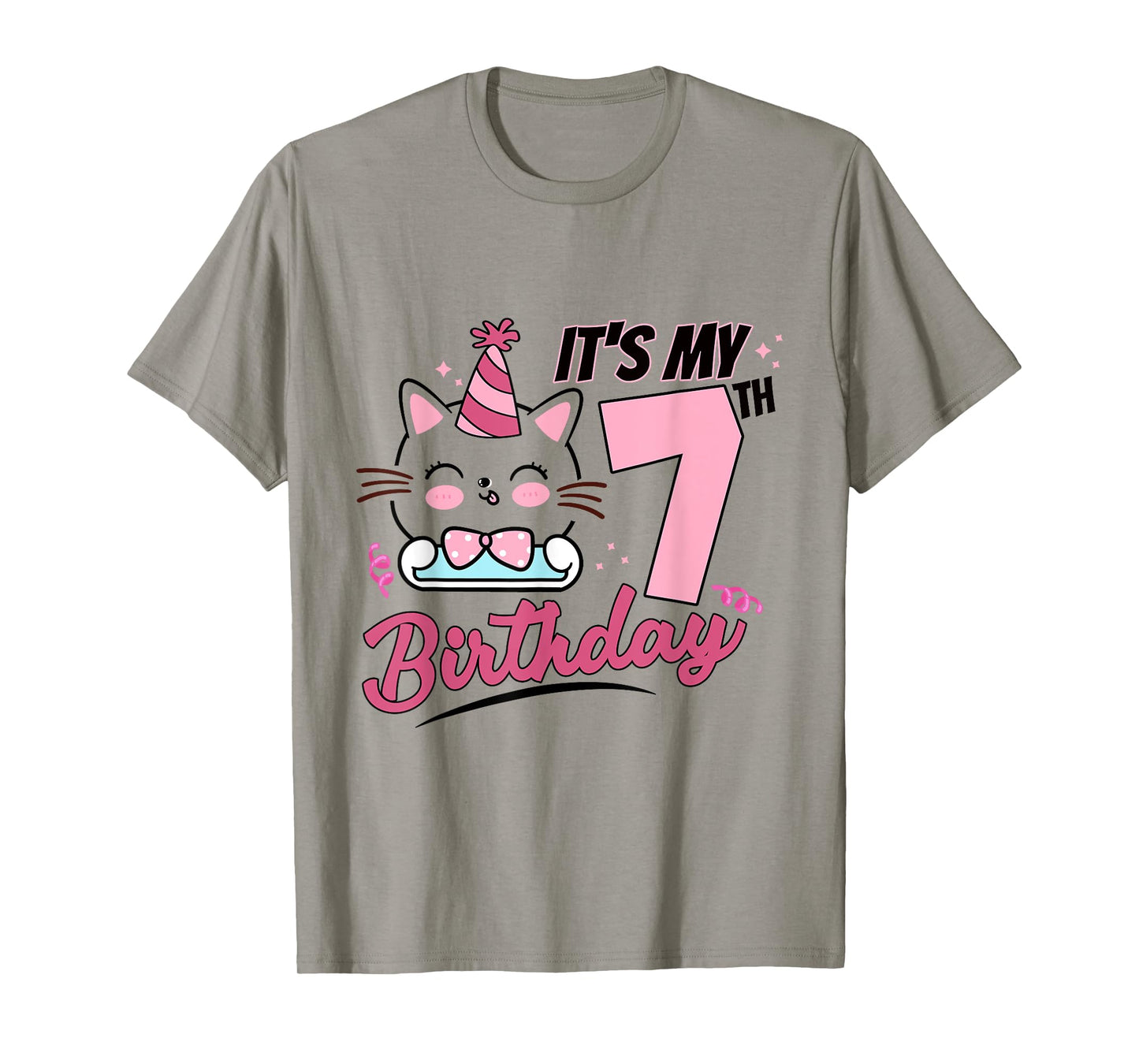 It's My 7th Birthday Cute Cat Kitten 7 Years Old Girls T-Shirt