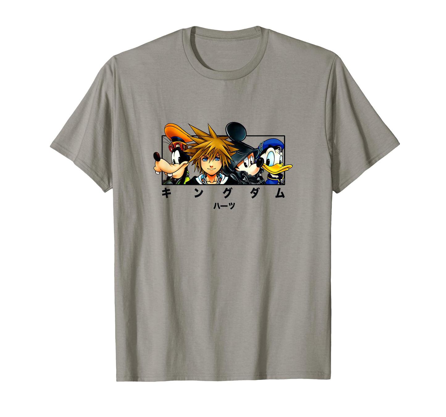 Disney Kingdom Hearts Main Characters Panel Chest Kanji Logo T-Shirt