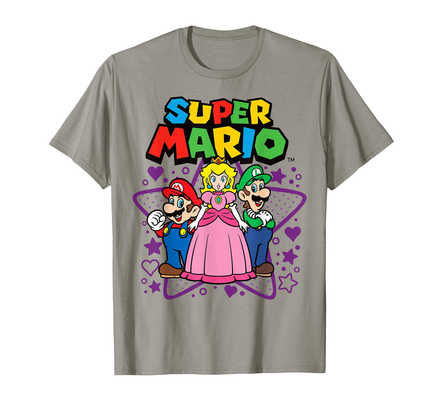 Super Mario Peach Luigi Trio Stars And Hearts T-Shirt