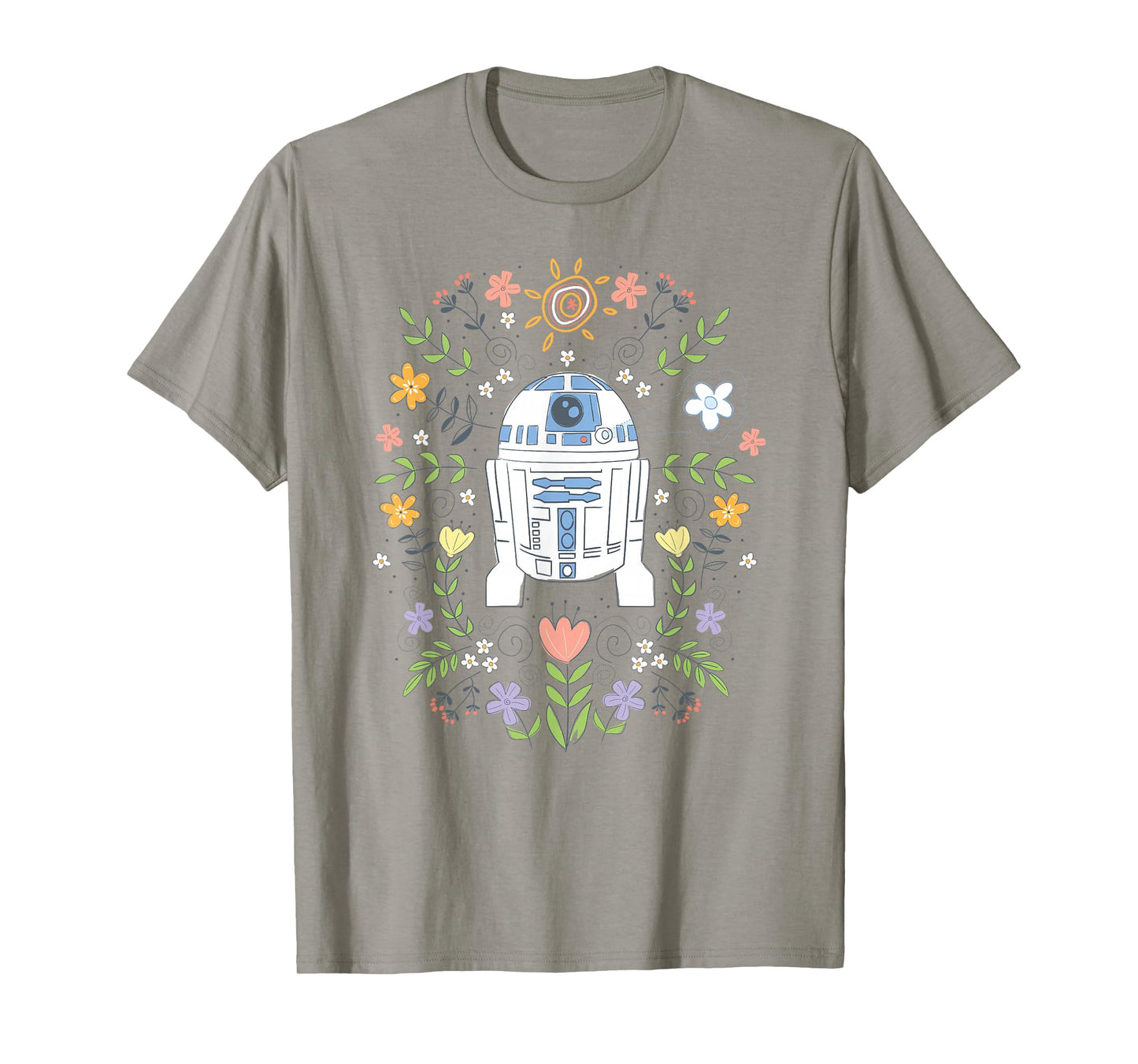 Star Wars Cute R2D2 Floral Spring Vibes Big Chest Logo T-Shirt
