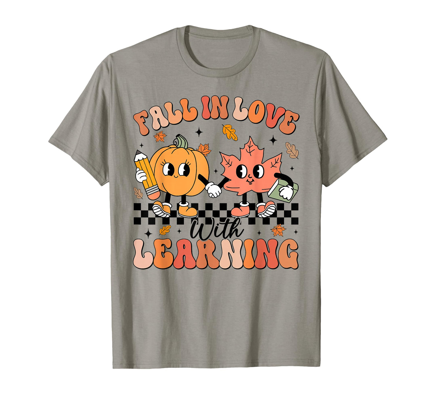 Retro Fall in Love with Learning Autumn Pumpkin Teacher T-Shirt