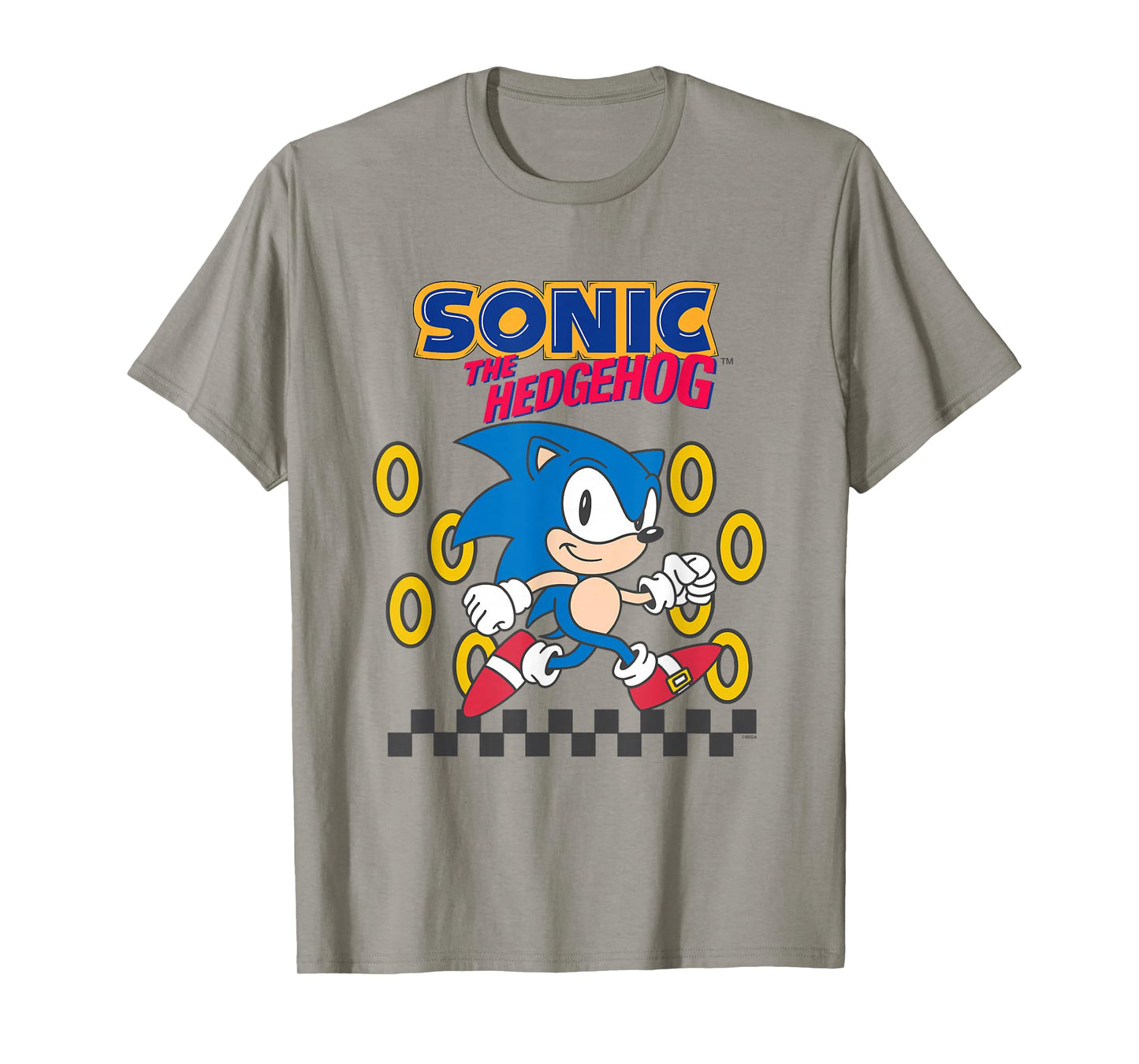 Sonic The Hedgehog Cute Run Through Golden Rings Retro T-Shirt