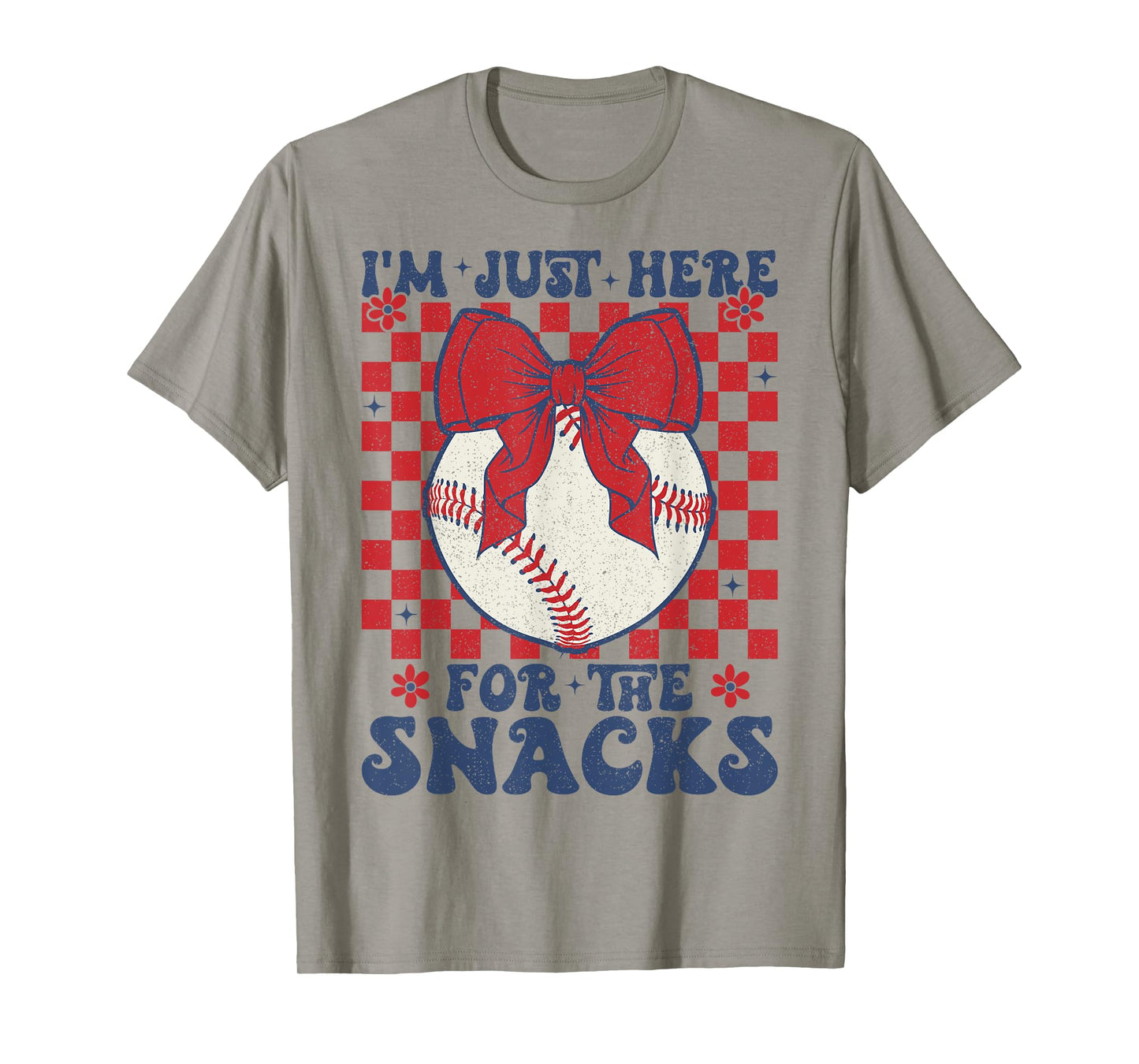 Retro Baseball Sister I'm Just Here for the Snacks Girls Mom T-Shirt