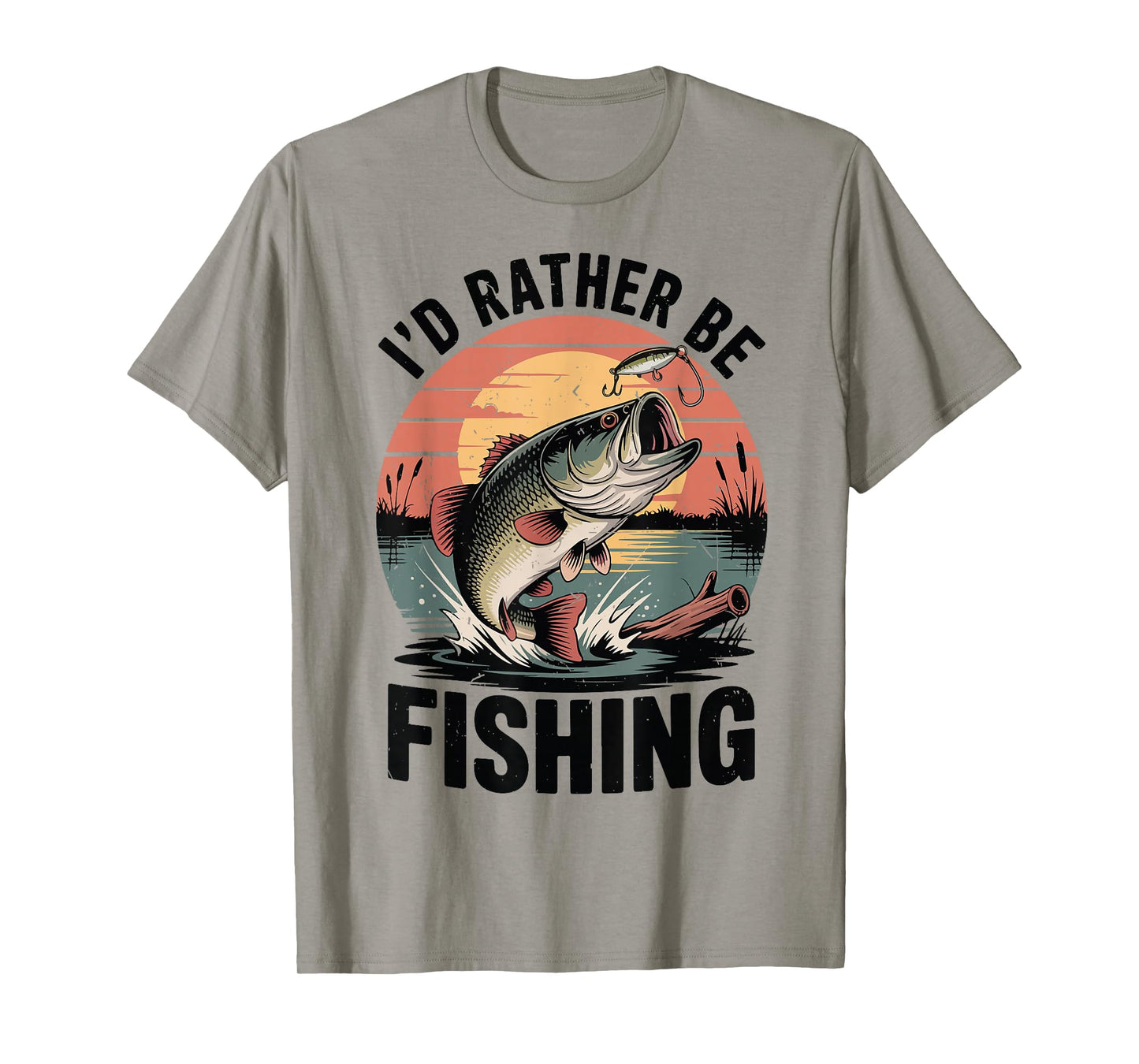 Youth Boy Id Rather Be Fishing Bass Fish Funny Fishing Humor T-Shirt