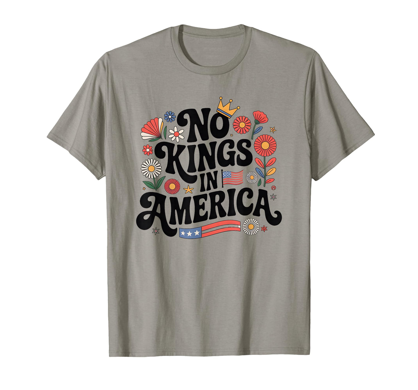 Floral No Kings in America Women Democracy 4th July No Kings T-Shirt