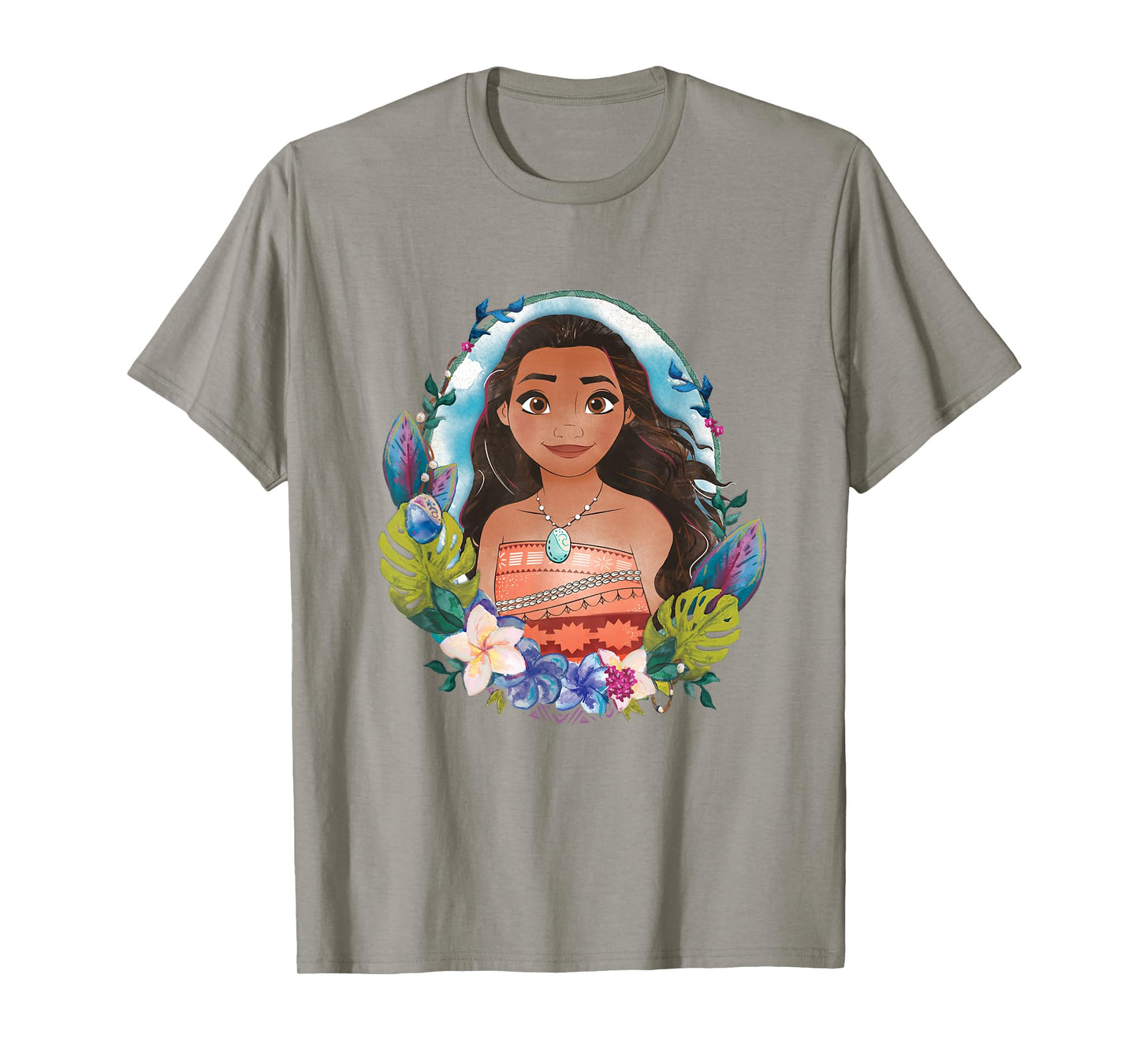 Disney Moana Beautiful Floral Face Portrait Vintage T-Shirt