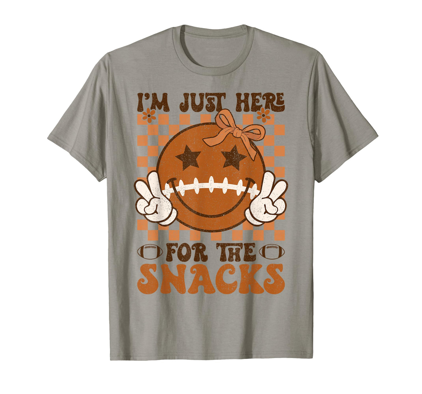 I'm Just Here for The Snacks Football Retro Game Day Girls T-Shirt