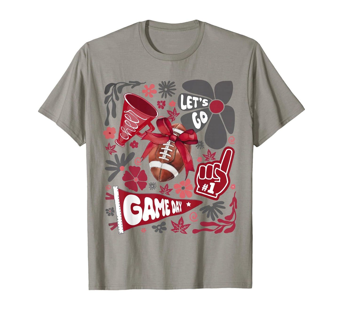 Red Black Cheerleader Game Day Football Cheer Mom Mama T-Shirt