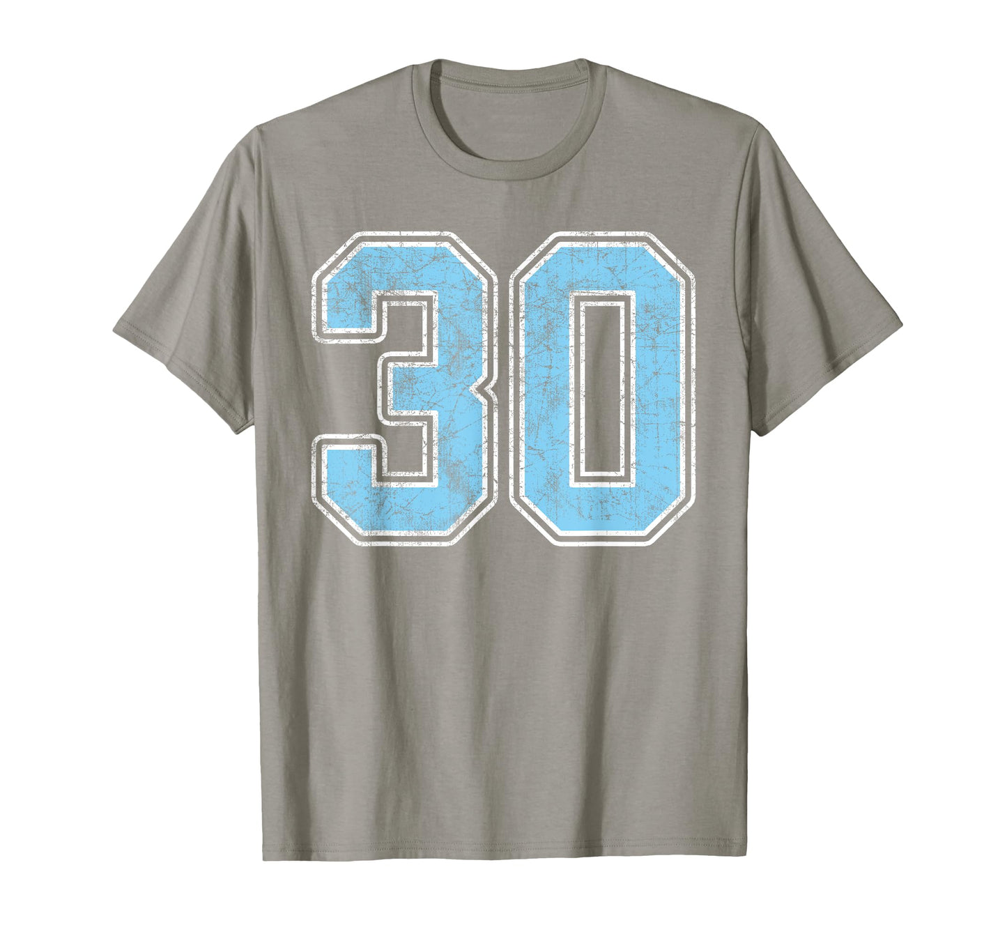 Baby Blue White Number 30 Jersey Player Uniform #30 T-Shirt