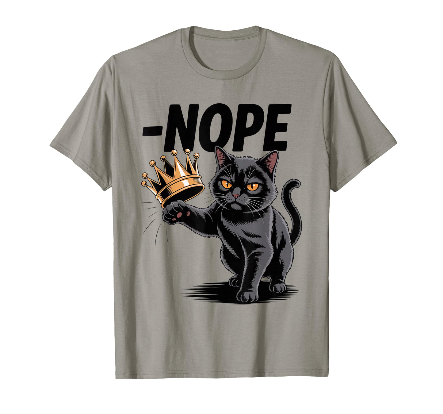 No Kings In America Funny Black Cat Kicking Crown T-Shirt