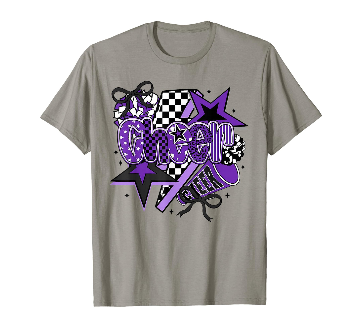 Preppy Cheer Game Day Cheer Mom Cheerleader Go Cheer Purple T-Shirt