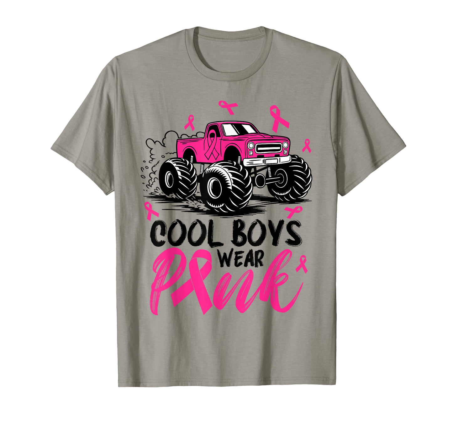 Monster Truck Cool Boys Wear Pink Breast Cancer Awareness T-Shirt