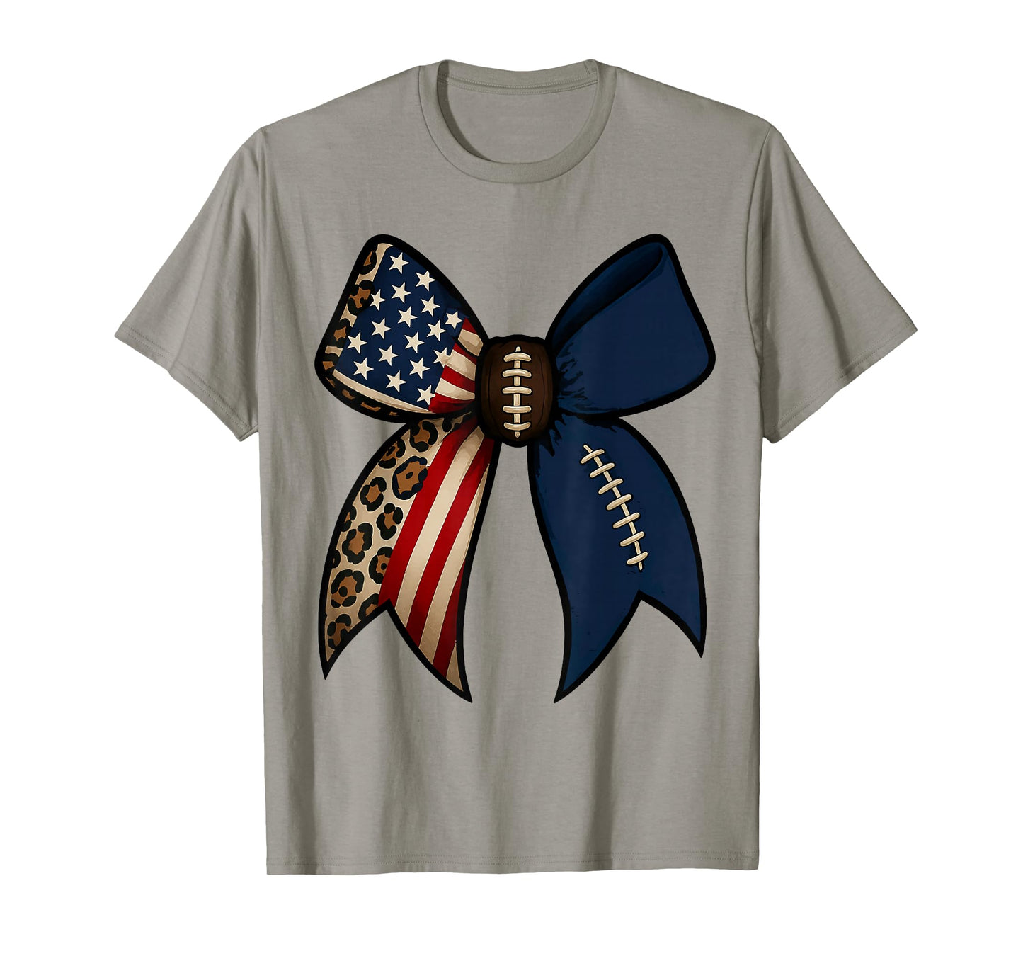 American Football US Flag Leopard Women Girls Football Lover T-Shirt