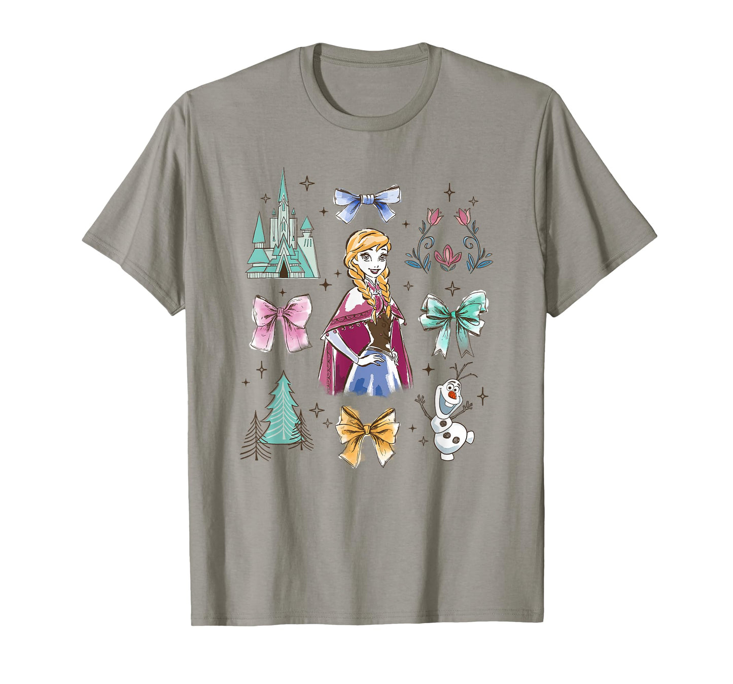Disney Frozen Anna Bow Watercolor Collage T-Shirt