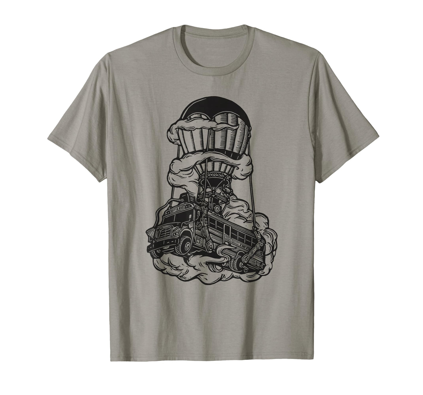 Fortnite Battle Bus Flying Line Art T-Shirt