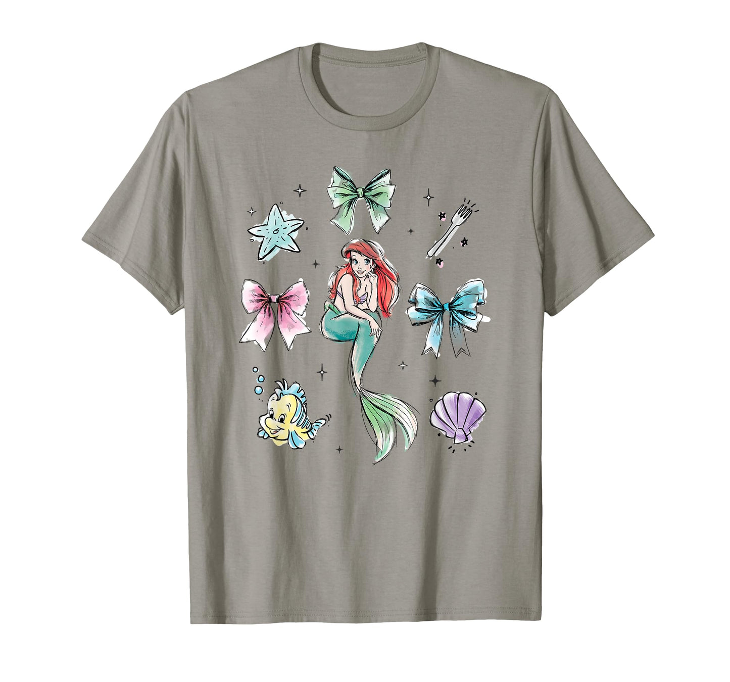 Disney The Little Mermaid Essentials Watercolor Chest Logo T-Shirt