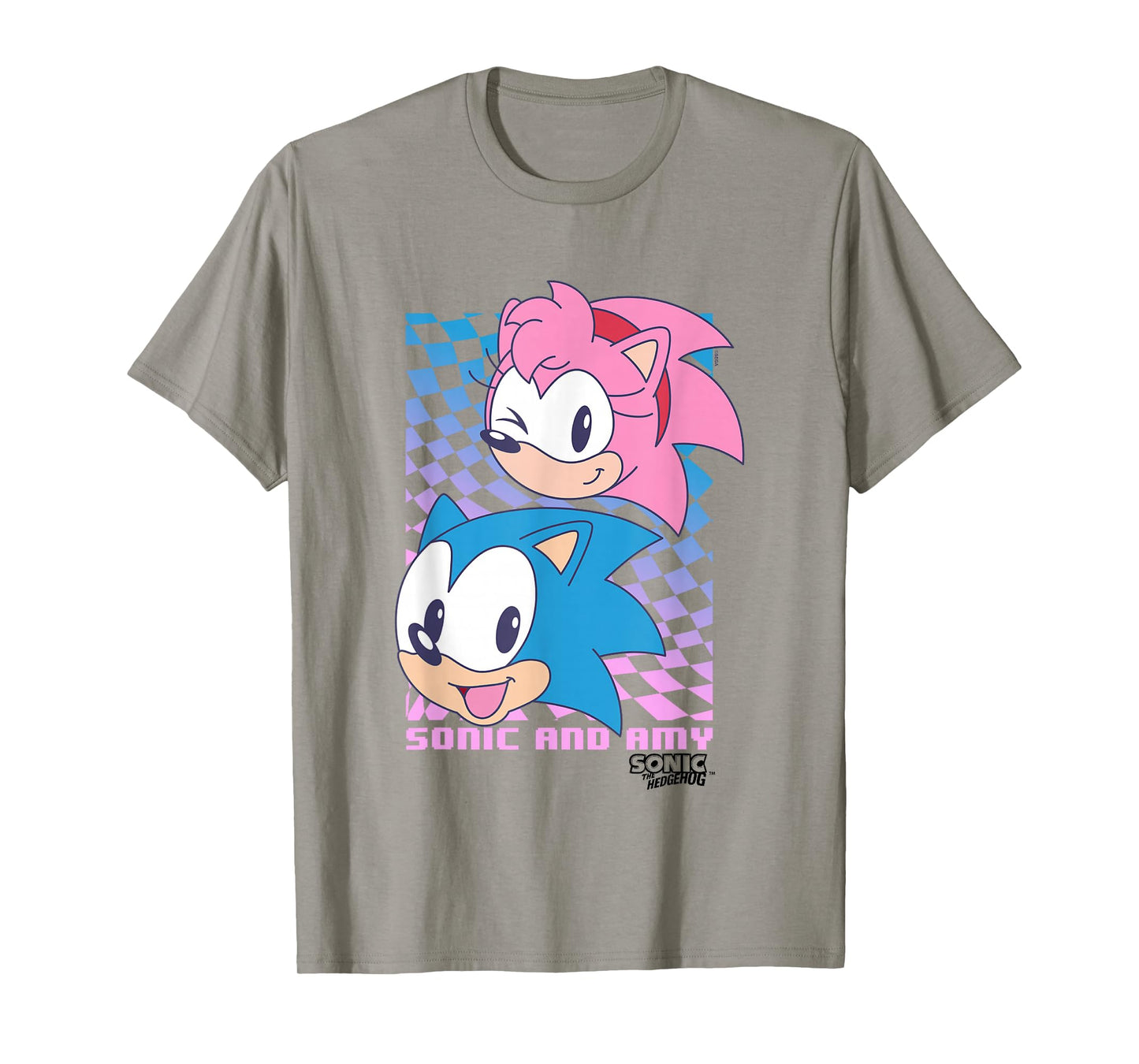 Sonic The Hedgehog Sonic & Amy Big Faces Cute Retro Poster T-Shirt