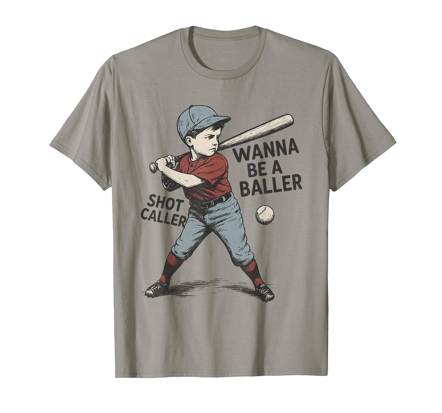 Wanna Be a Baller Shot Caller Vintage Baseball Kid T-Shirt