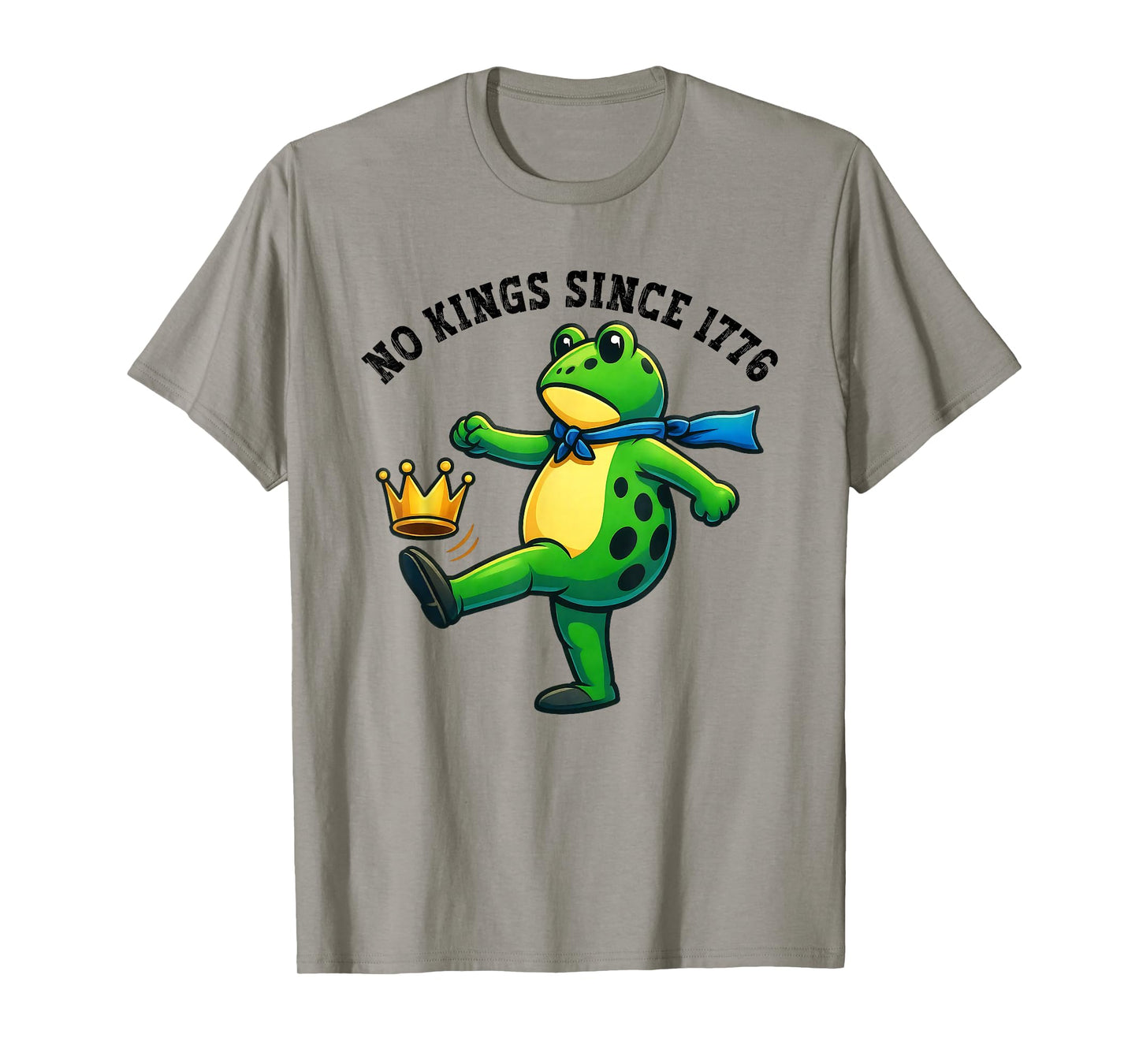 No Kings Since 1776 Portland Frog Kicking Crown Retro T-Shirt