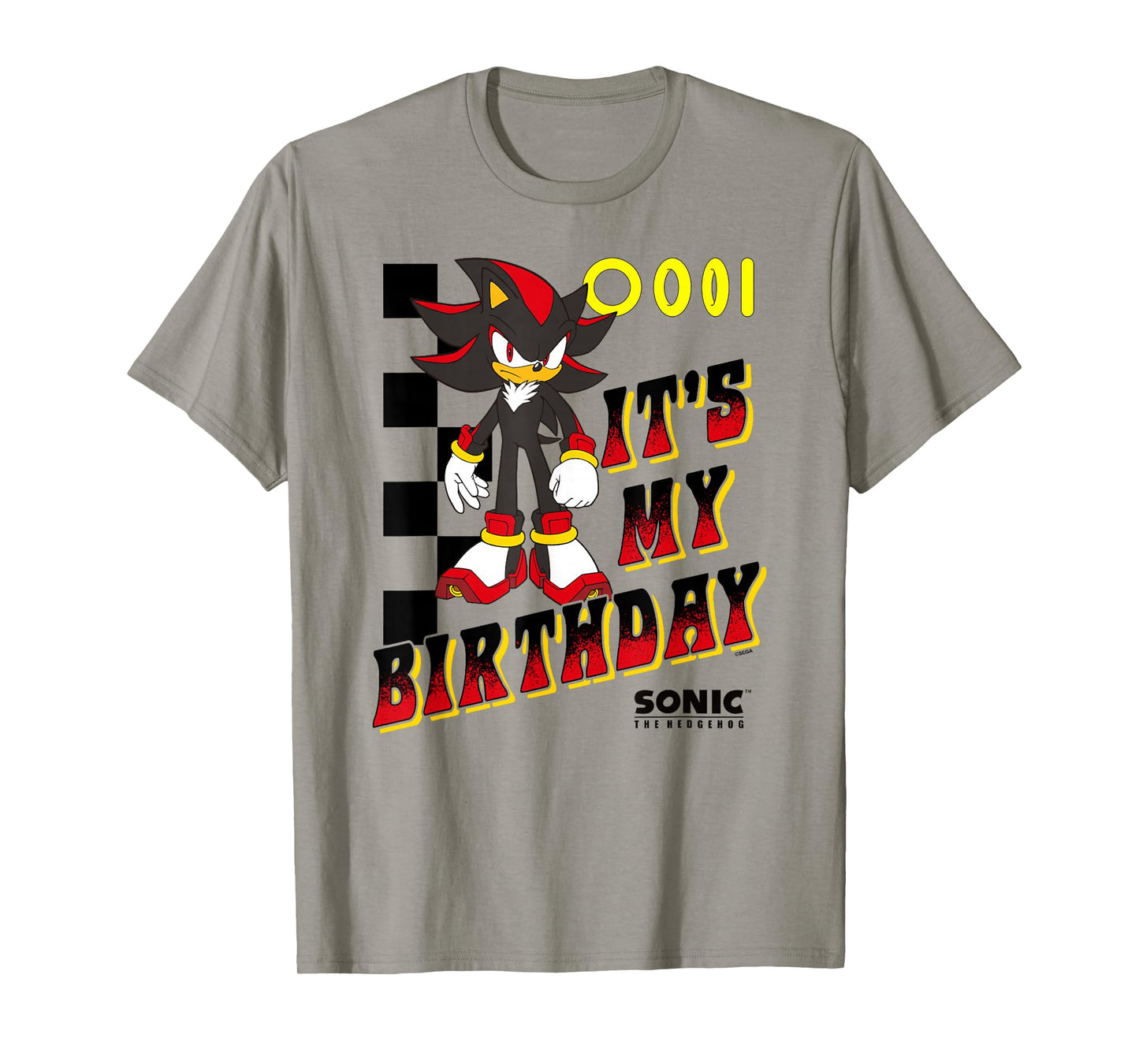 Sonic The Hedgehog Shadow It's My Birthday Big Chest Logo T-Shirt
