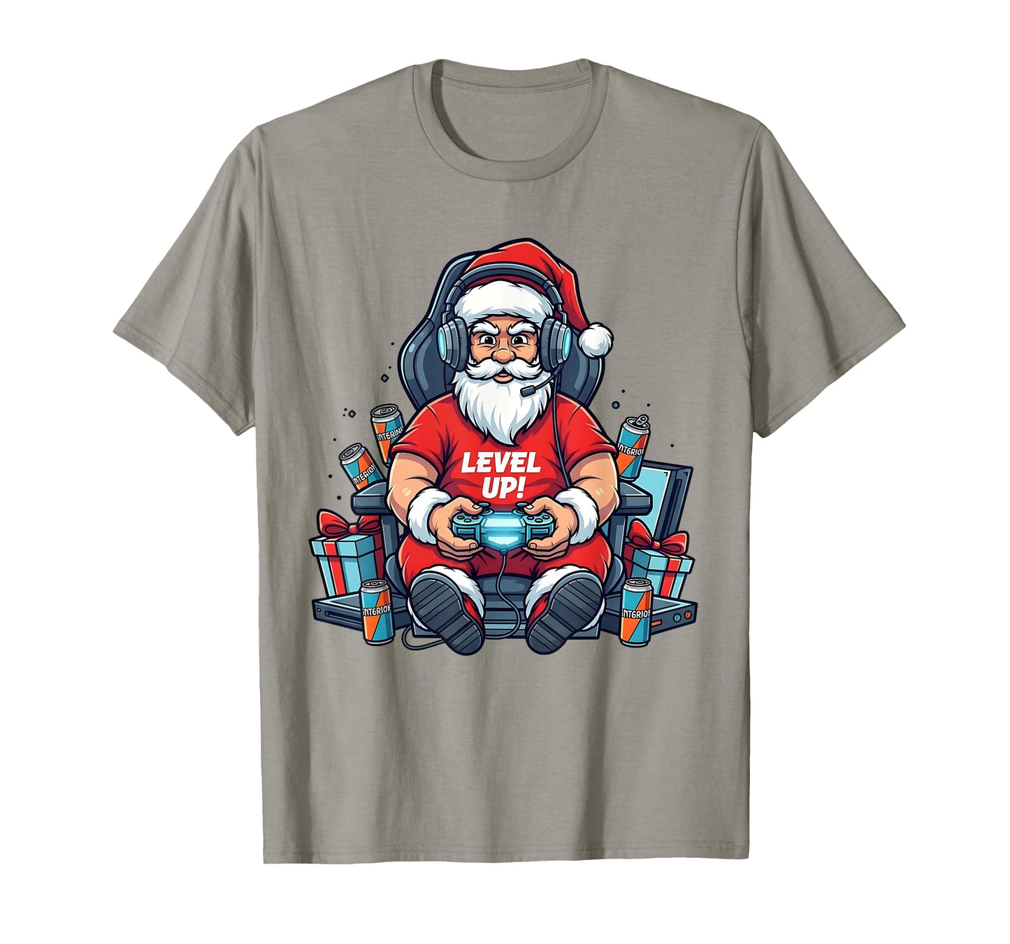 Santa Level Up Funny Gamer Holiday Christmas Video Game Art T-Shirt