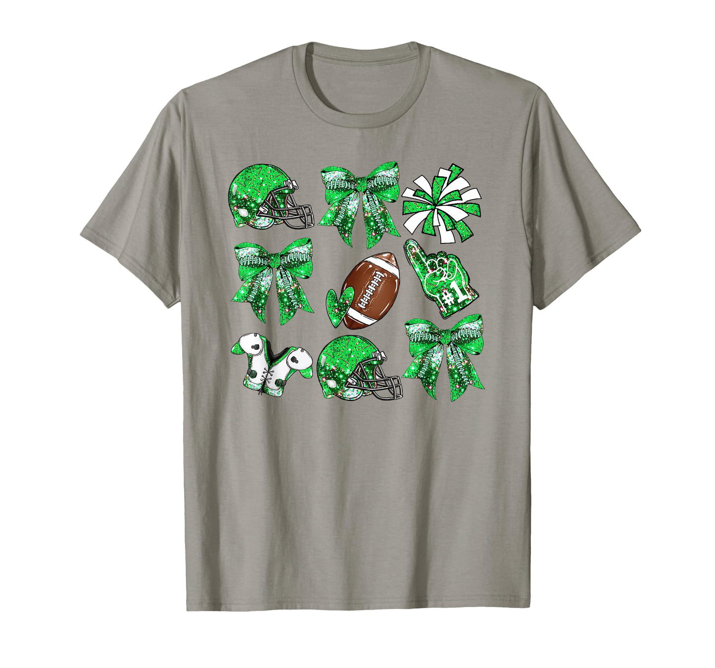Green Coquette Bow Football Game Day Women Girls Kids T-Shirt