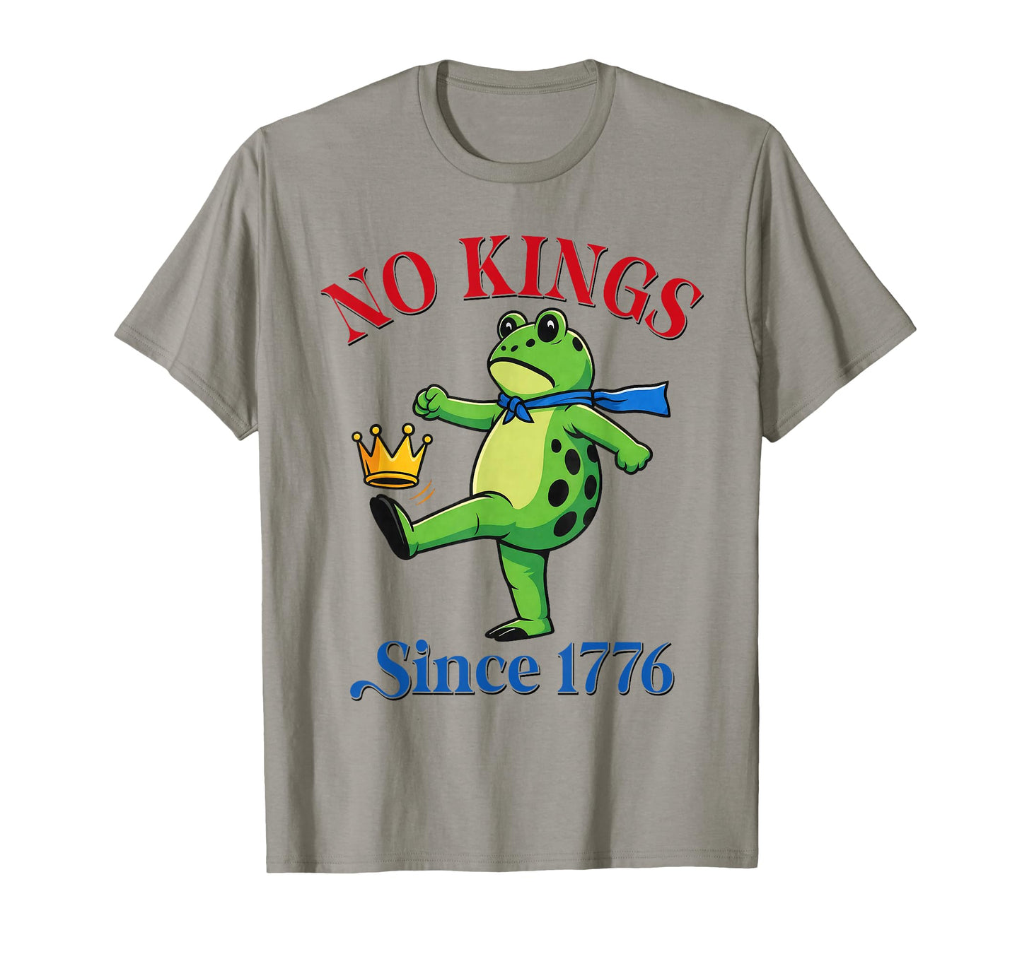 No Kings Since 1776 Portland Frog Kicking Crown Retro T-Shirt
